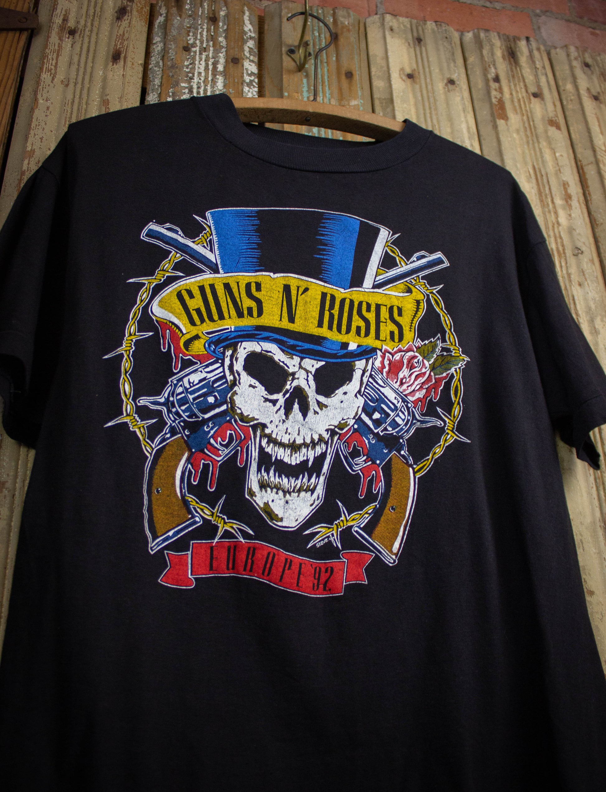 Vintage Guns N Roses UK Tour Concert T Shirt 1992 Black Medium