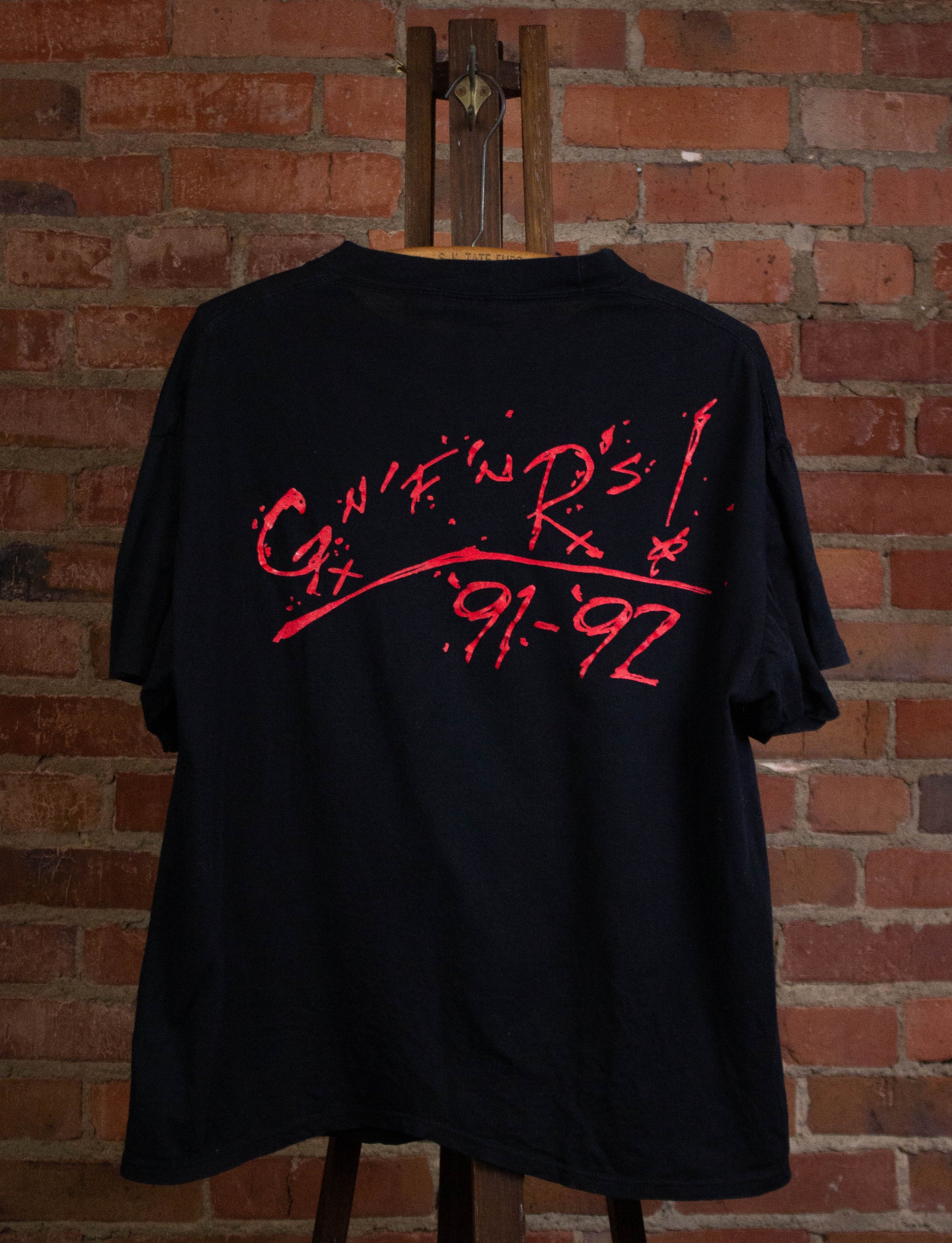 Vintage Guns n' Roses 1991-92 Skull and American Flag Concert T Shirt Black XL