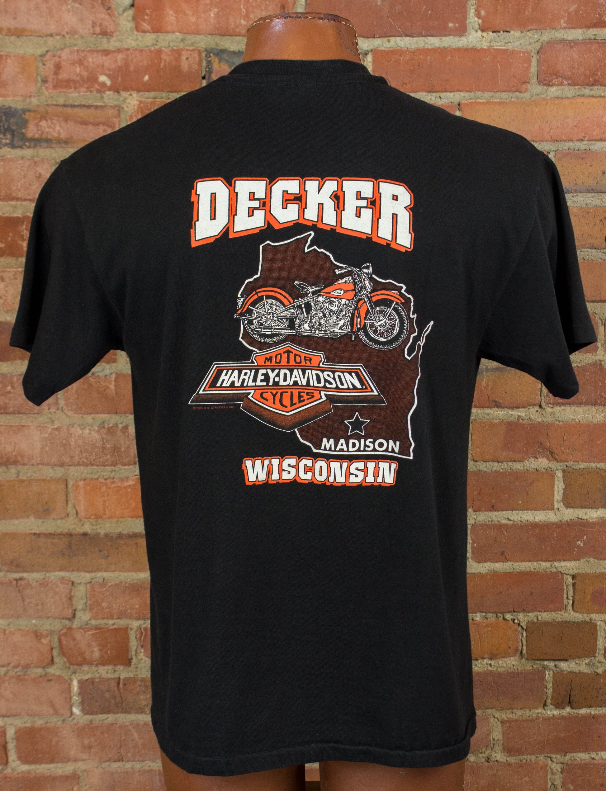 Vintage Harley Davidson Eagle Graphic T Shirt 1994 Madison, Wisconsin Black Large