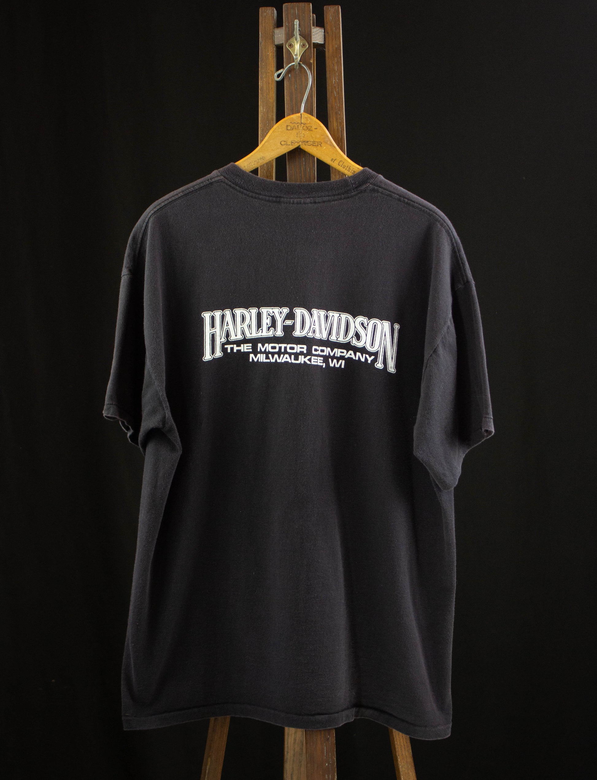 Vintage Harley Davidson Graphic T Shirt 1987 On The Eighth Day, God Created Harley Davidson Black Large-XL