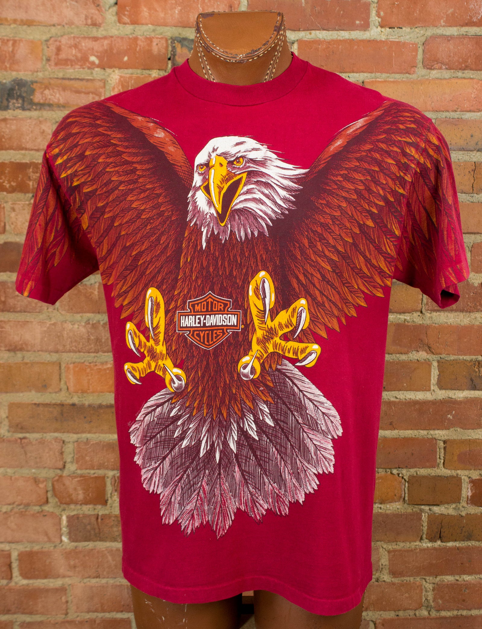 Vintage Harley Davidson Graphic T Shirt 1993 Eagle All Over Print