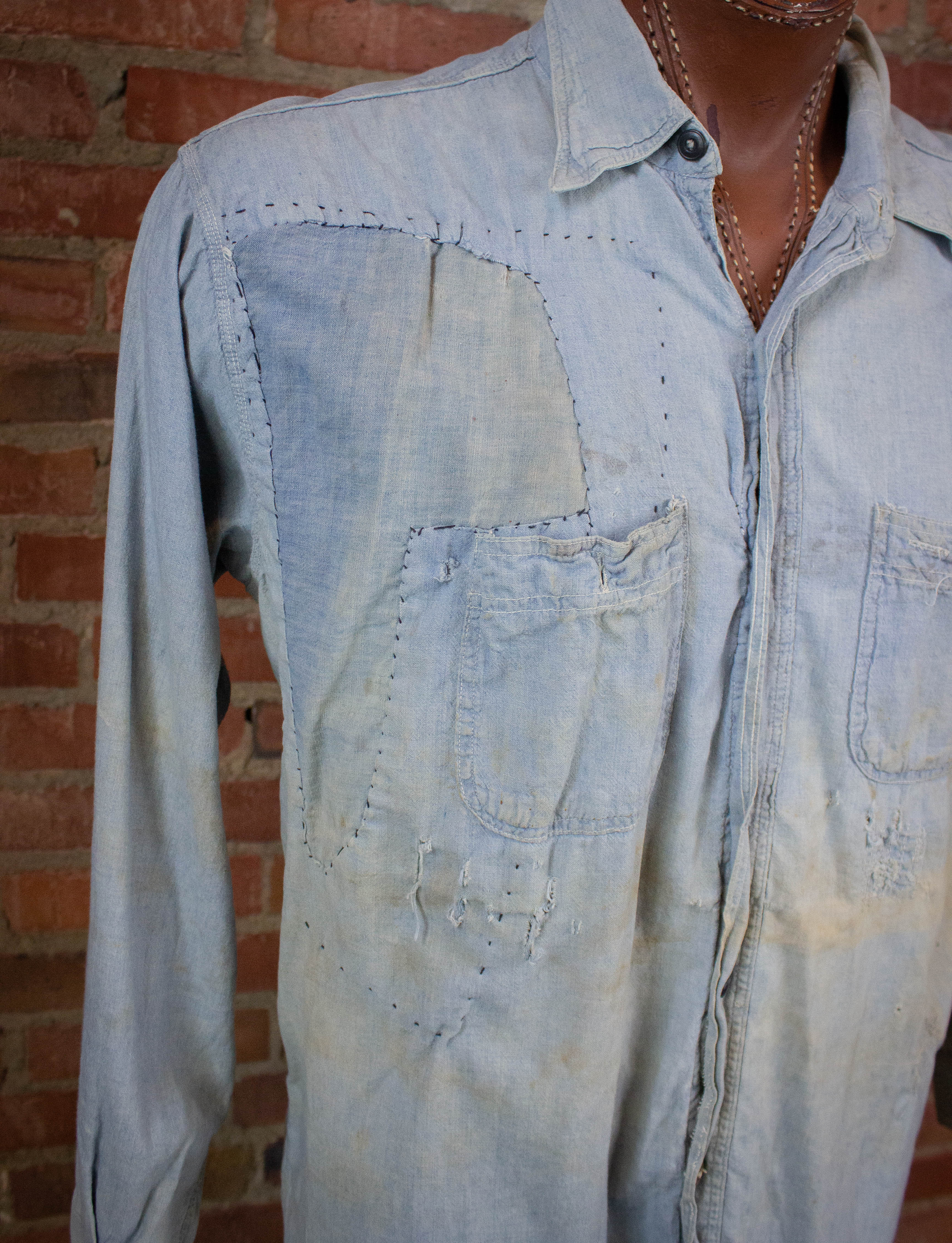 Vintage Hercules Button Up Work Shirt 20s Blue Large – Black Shag