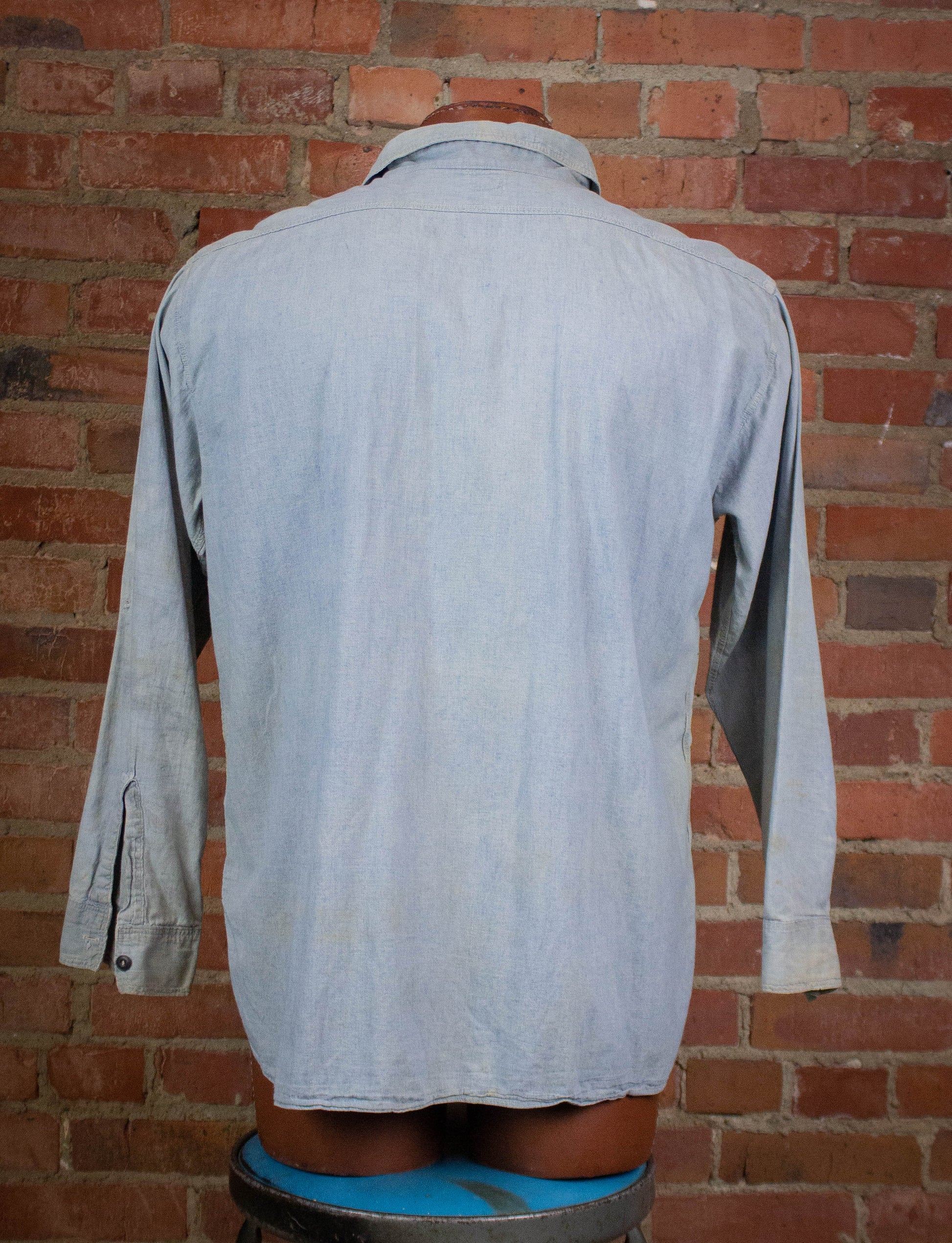 Vintage Hercules Button Up Work Shirt 20s Blue Large