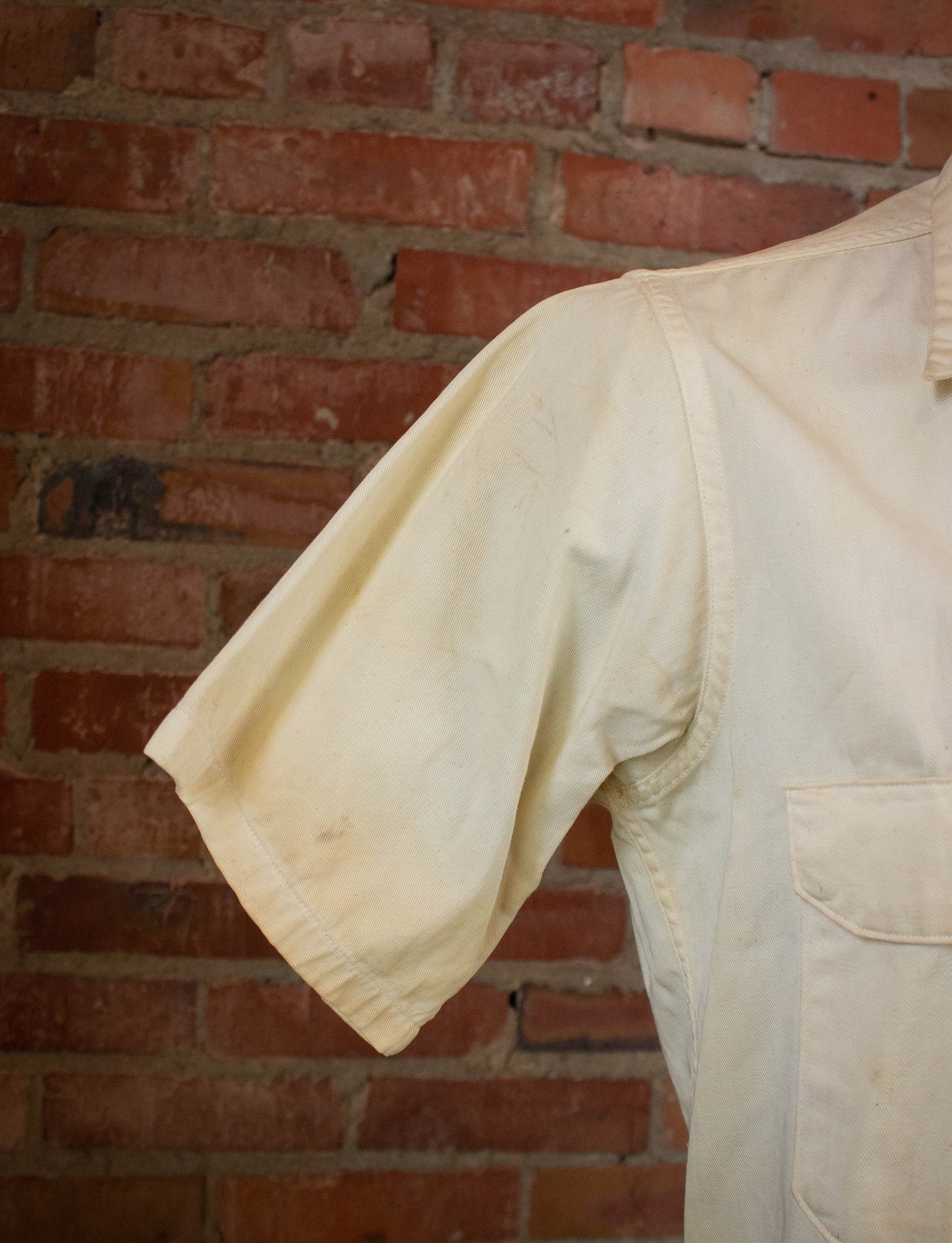 Vintage Hercules Eliminators Short Sleeve Button Up Work Shirt 40s Cream Large