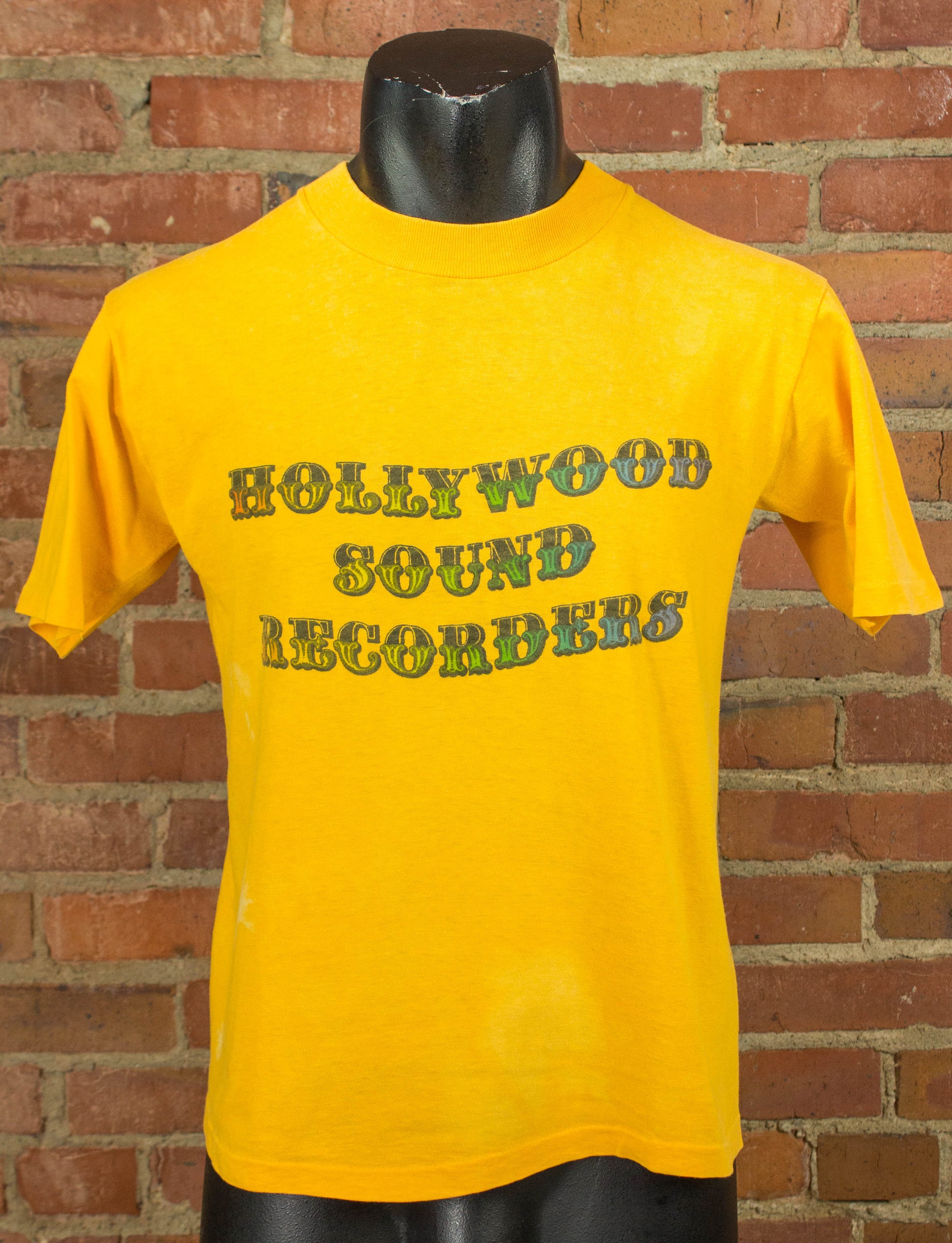 Vintage Hollywood Sound Recorders Graphic T Shirt 70s Orange/Yellow and Rainbow Medium