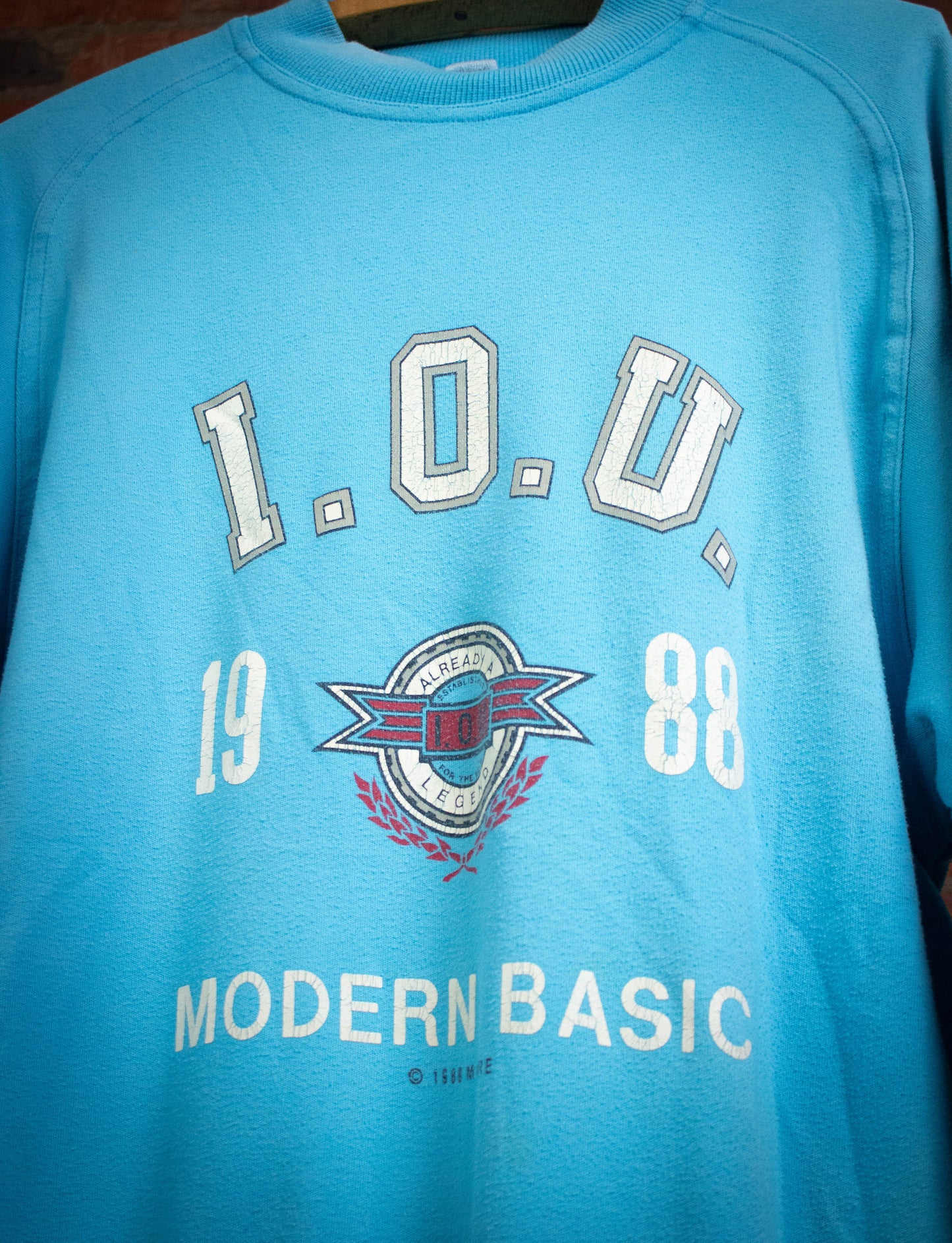 Vintage IOU 1988 Sweatshirt Blue Large
