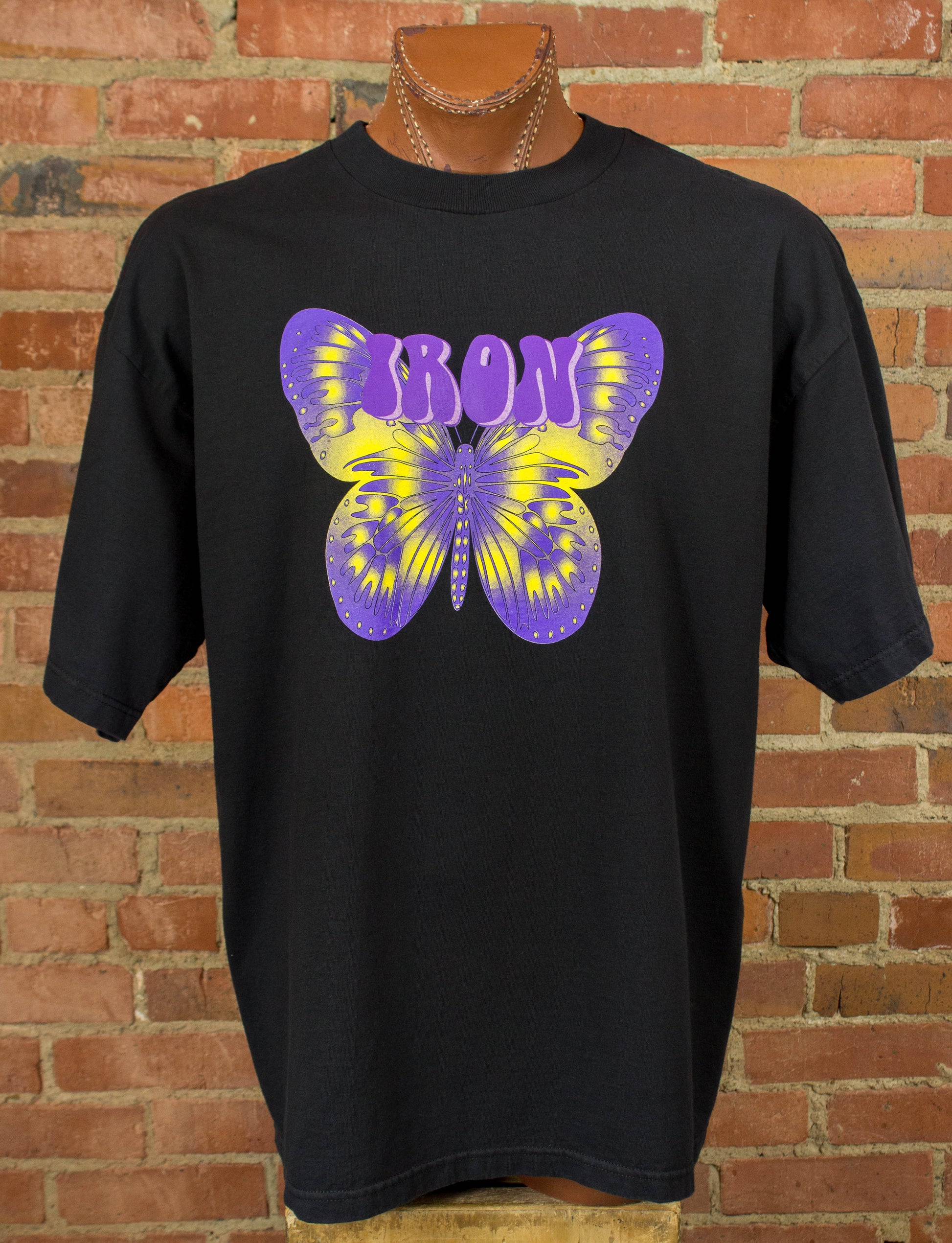 Vintage Iron Butterfly Concert T Shirt 90s Purple and Yellow Butterfly Logo XXL