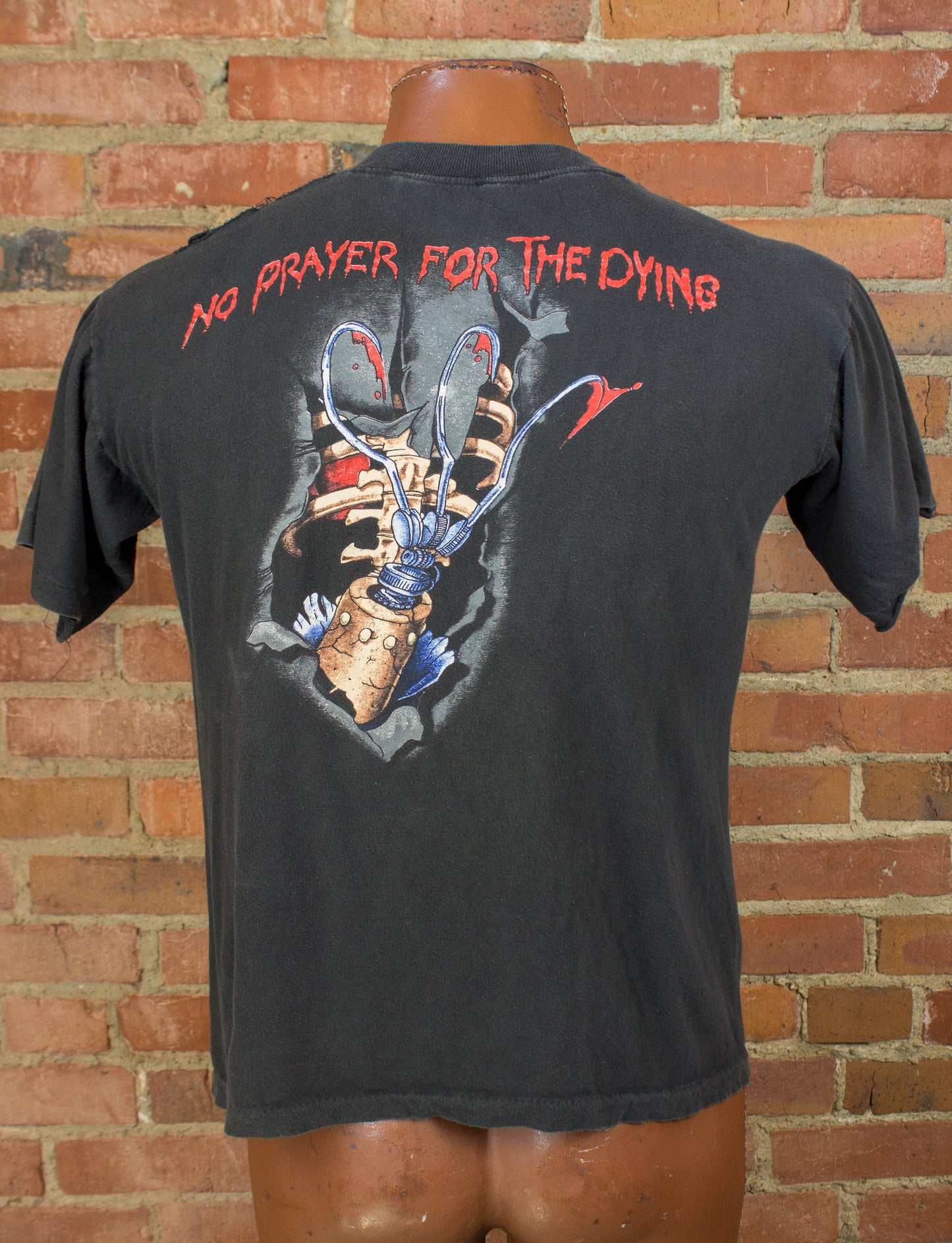 Vintage Iron Maiden Concert T Shirt 1990 No Prayer For The Dying Black Medium-Large