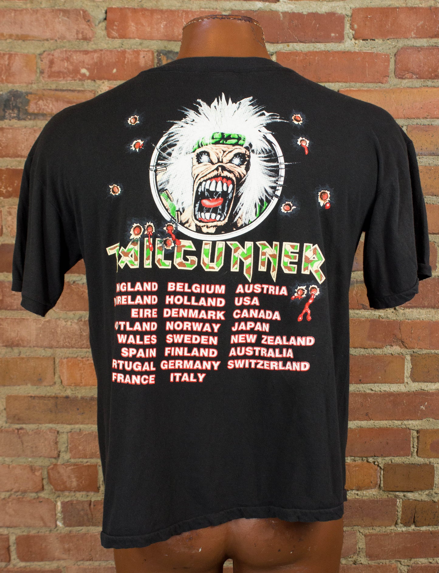 Vintage Iron Maiden Concert T Shirt 1990 Tailgunner World Tour Black XL