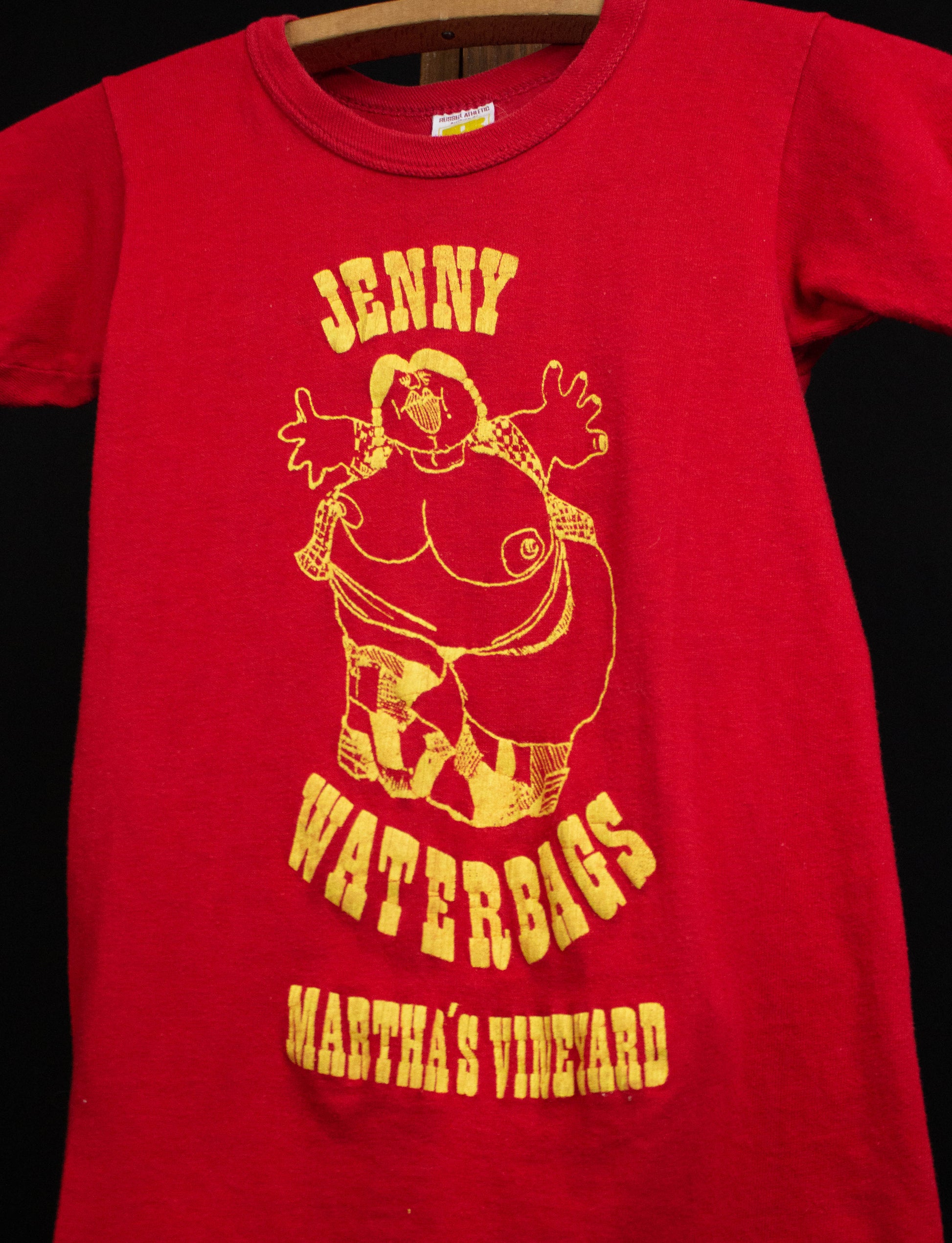 Vintage 70s Martha's Vineyard Jenny Waterbags Women's Graphic T Shirt Red XS