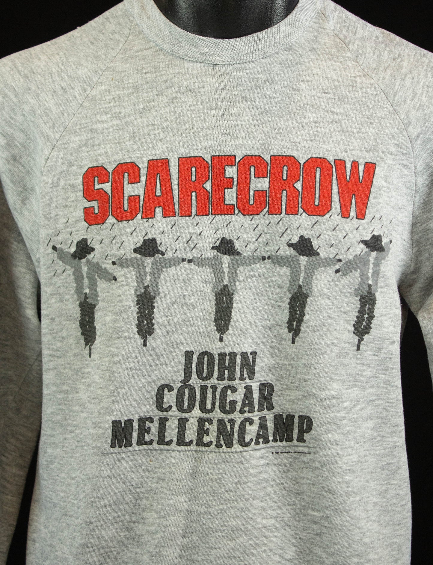Vintage John Cougar Mellencamp Concert Crewneck Sweatshirt 1985 Scarecrow Heather Grey Small-Medium