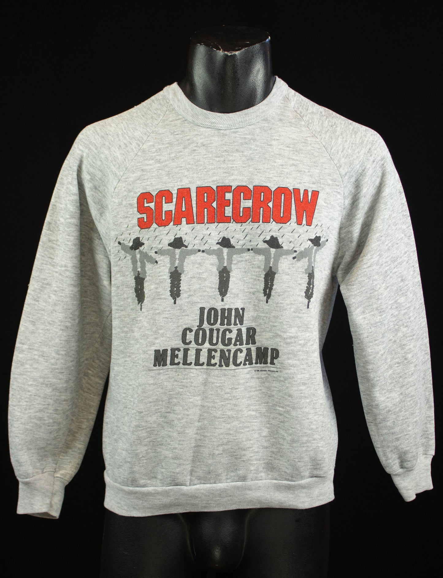 Vintage John Cougar Mellencamp Concert Crewneck Sweatshirt 1985 Scarecrow Heather Grey Small-Medium