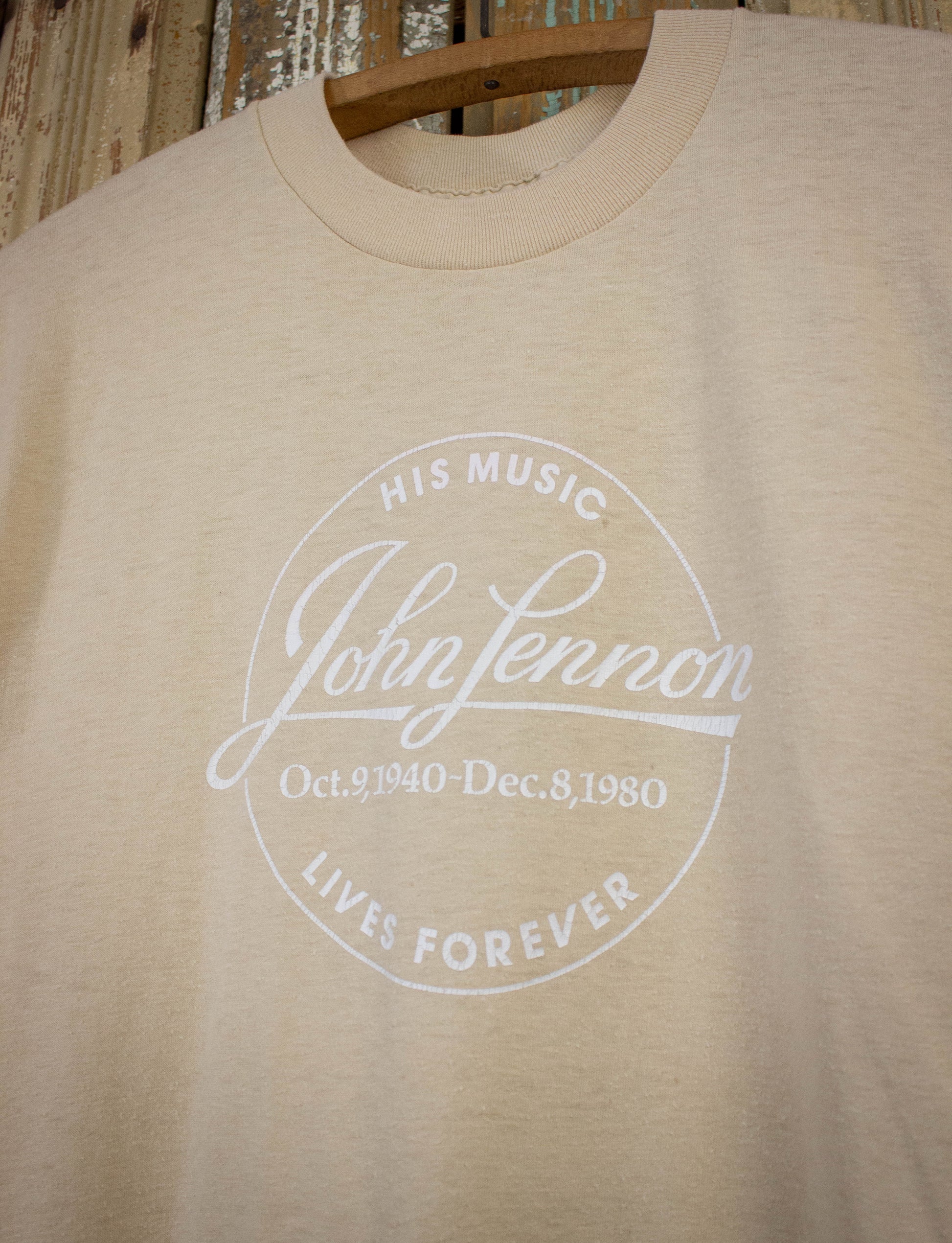 Vintage John Lennon Tribute T Shirt 80s Cream Medium