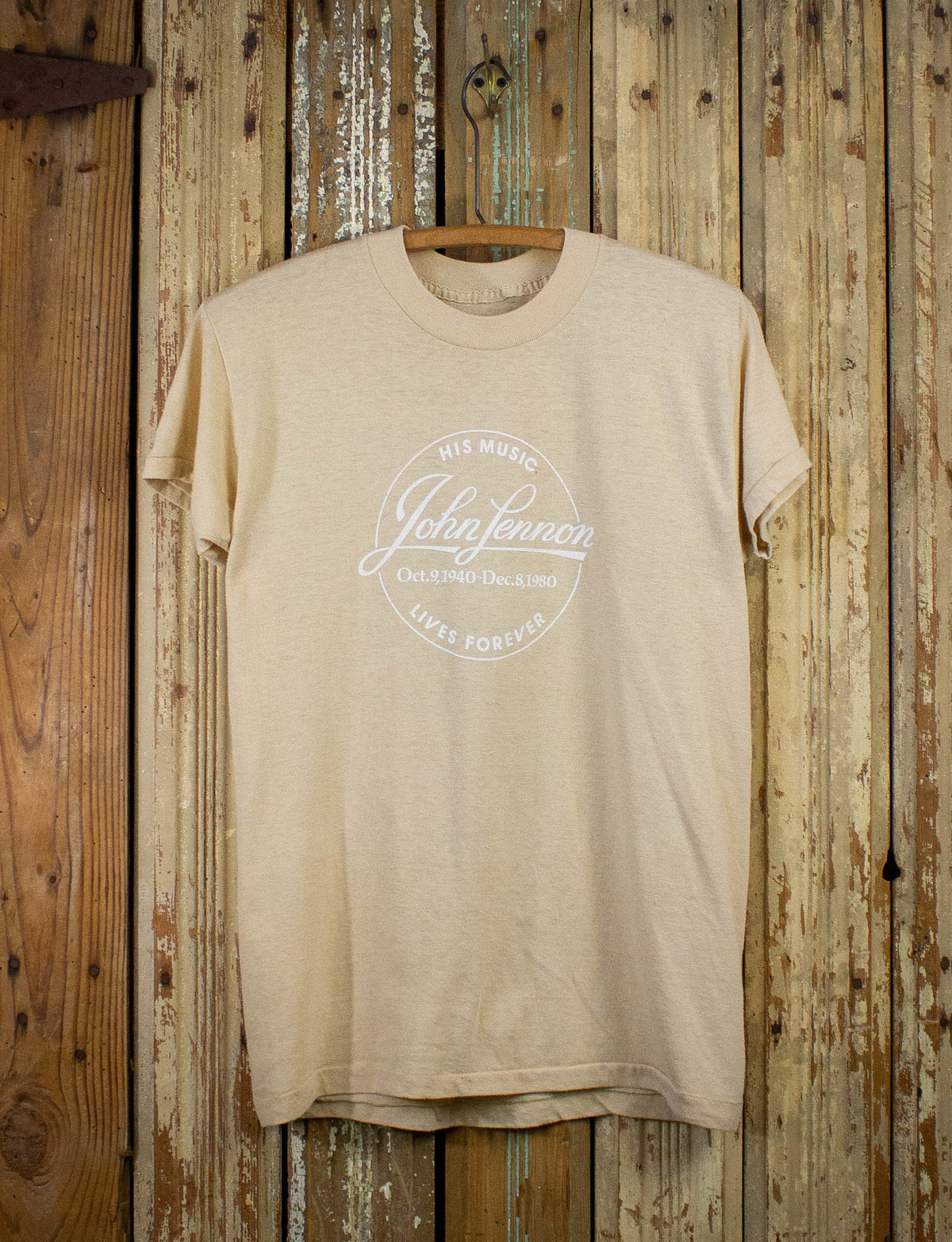 Vintage John Lennon Tribute T Shirt 80s Cream Medium – Black Shag 