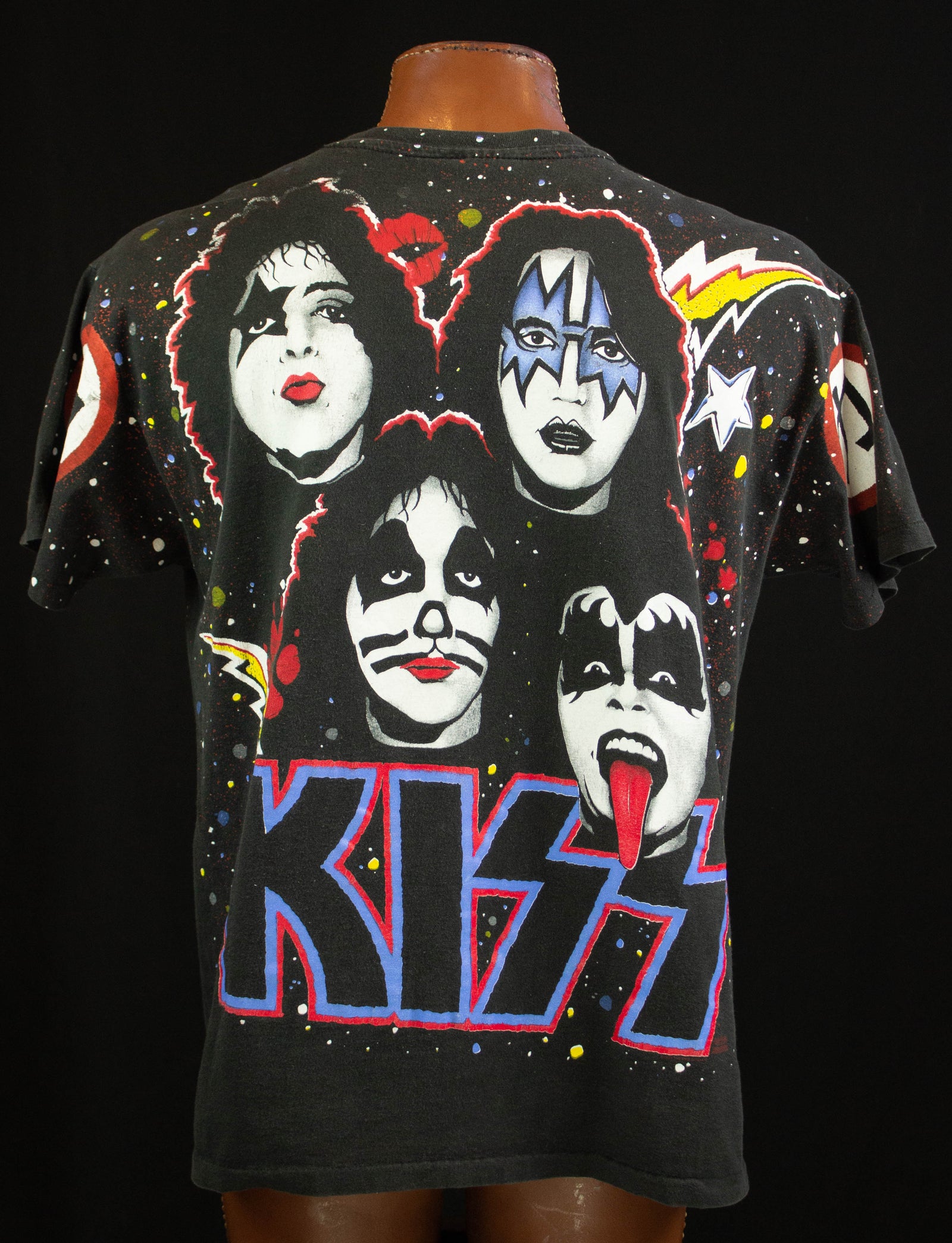 Vintage KISS Concert T Shirt 1992 All Over Print Winterland Black XL