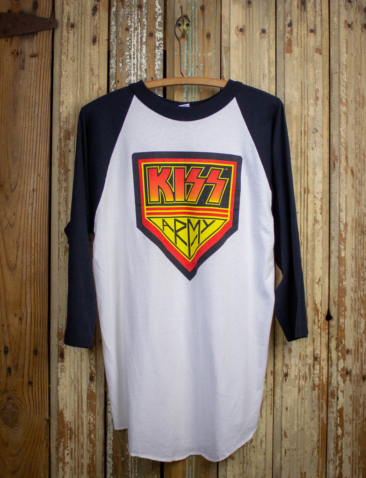 Vintage Kiss Army Alive Tour Raglan Concert T Shirt 1997 White and 