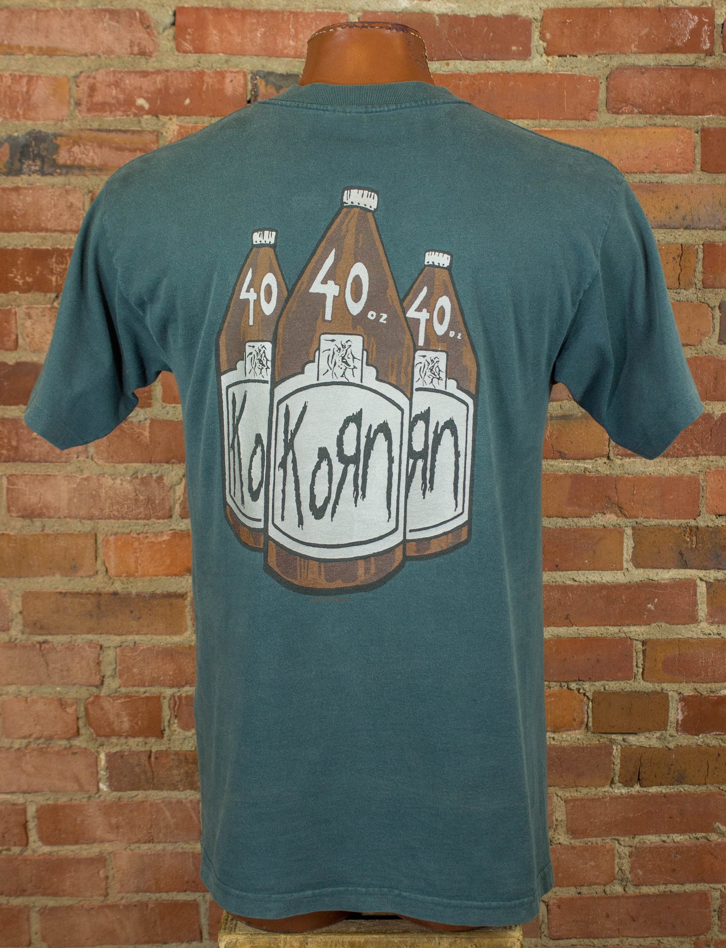 Vintage Korn Concert T Shirt 1995 40oz Bottles Teal Green Large