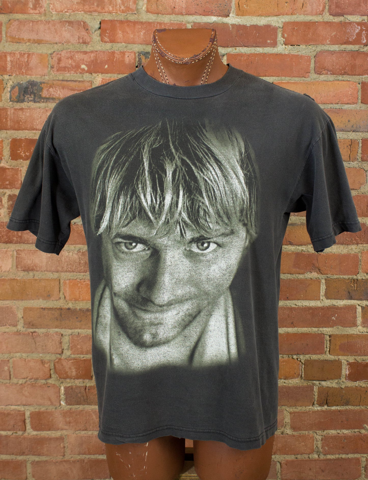 Vintage Kurt Cobain Concert T Shirt 1998 Portrait Signature Faded Black and White Large-XL