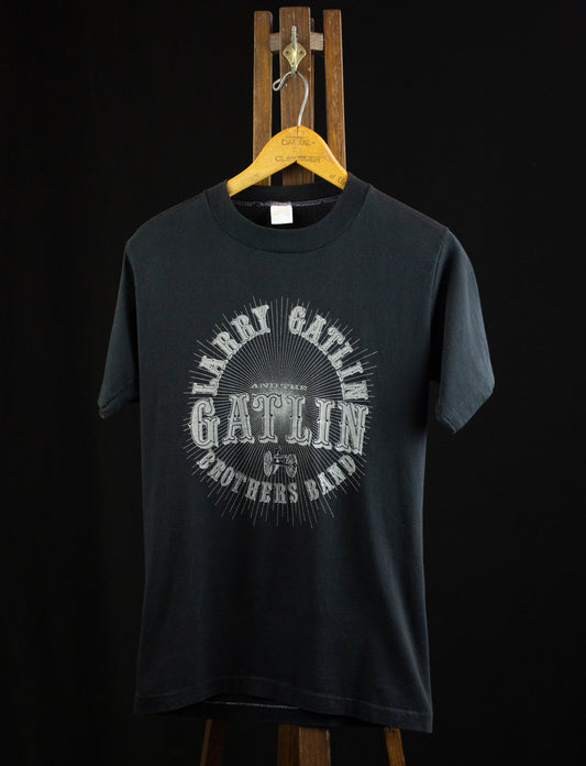 Vintage Larry Gatlin and the Gatlin Brothers Band Concert T Shirt 70s Black and Grey Logo Small
