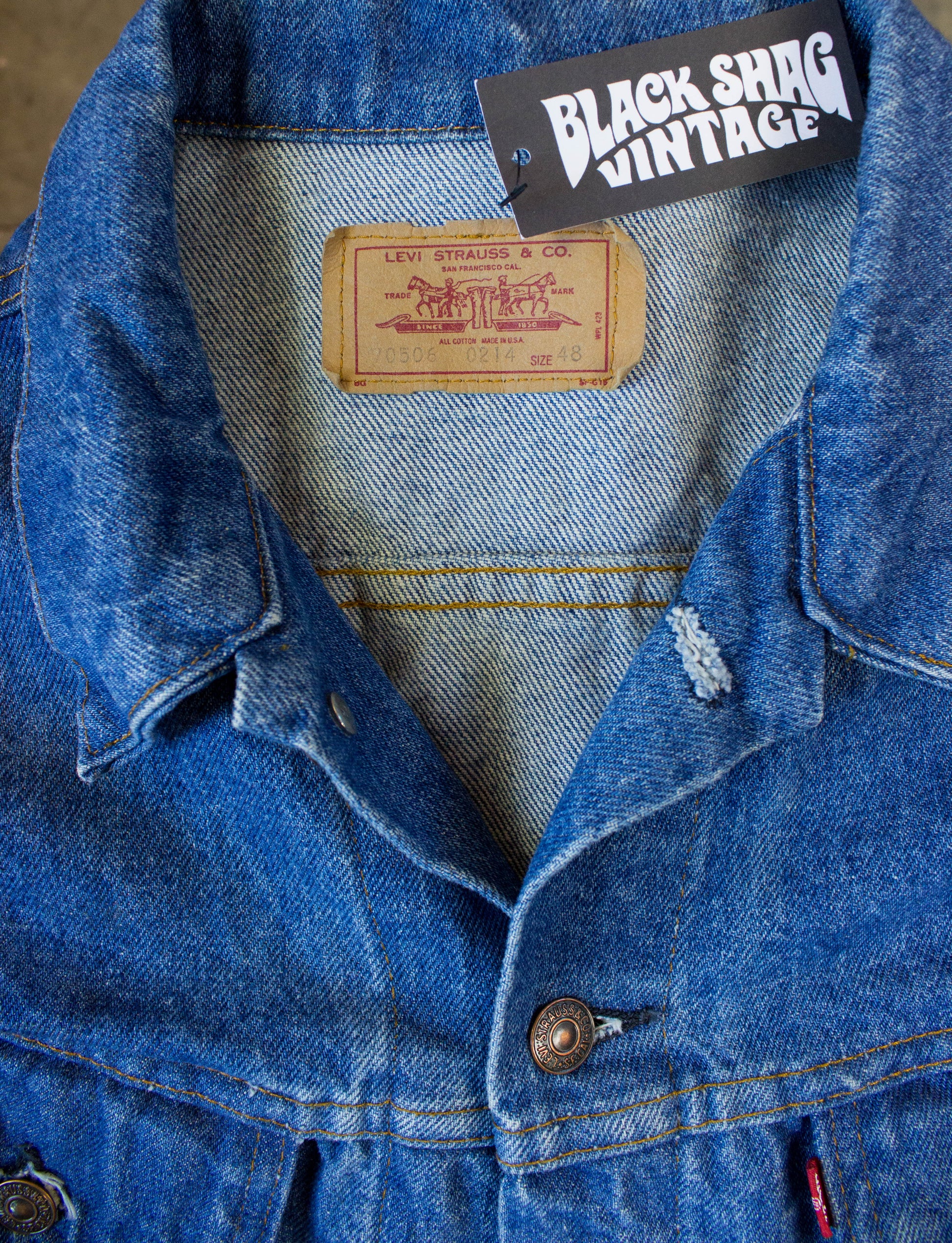 Vintage Levi's Denim Jean Jacket with Neon MTV Back Print Unisex XL