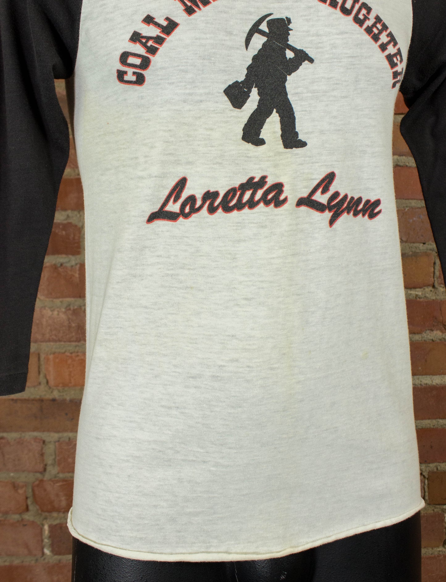 Vintage Loretta Lynn Concert T Shirt 80s Coal Miner's Daughter Black and White Raglan Jersey Small