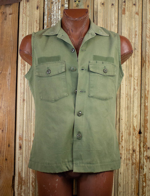Vintage Make Love Not War Army Vest Green Large