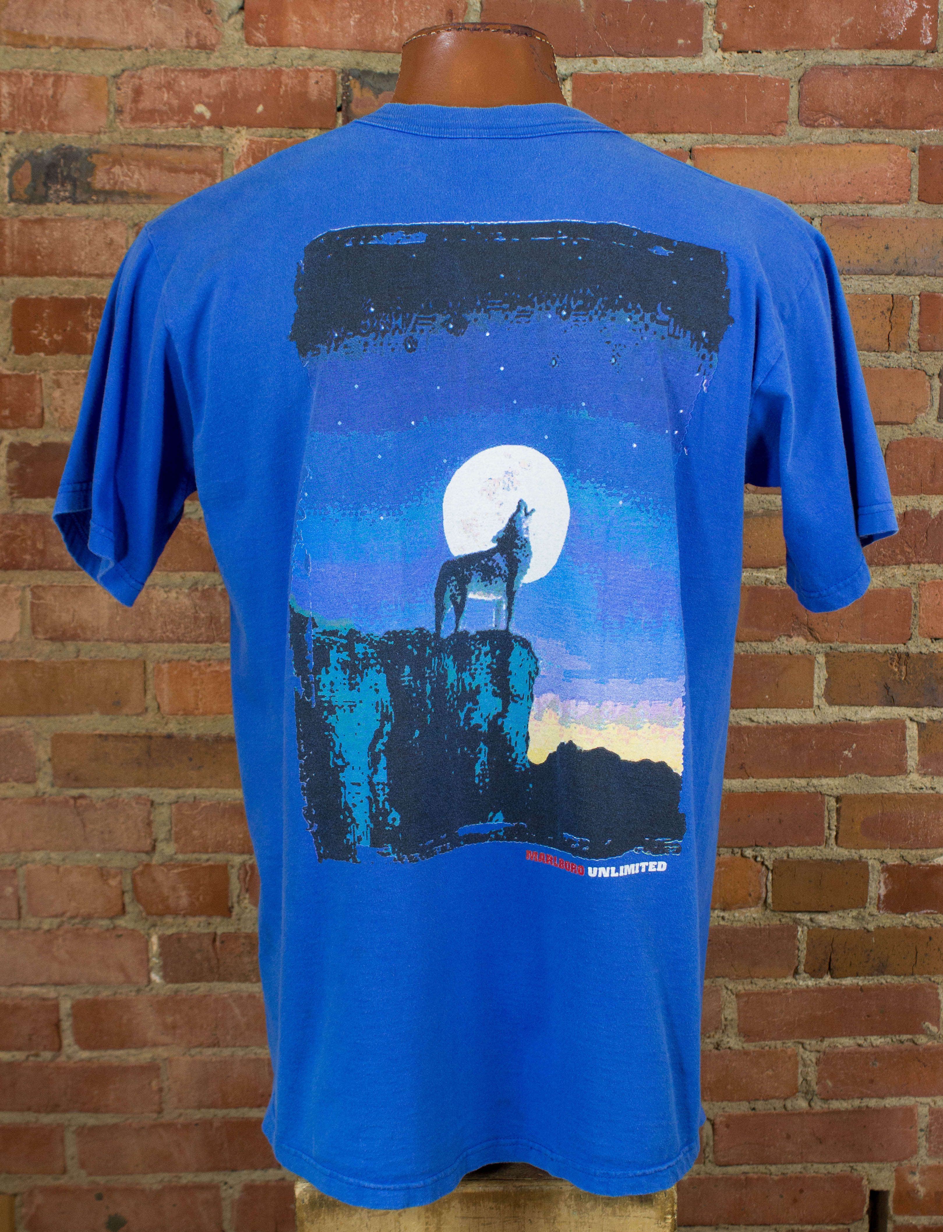 Vintage Marlboro Unlimited Howling Wolf and Moon Graphic T Shirt