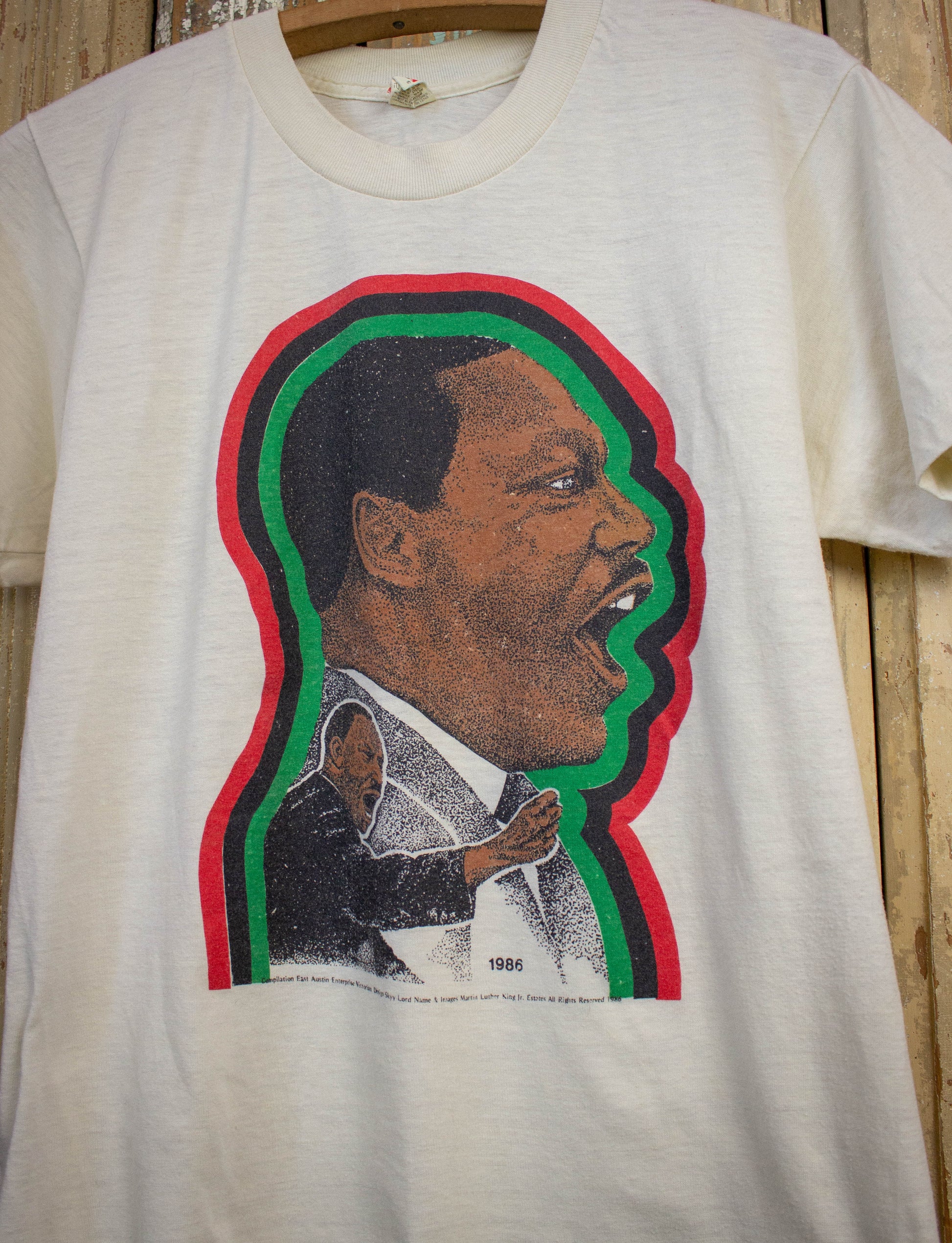 Vintage Martin Luther King Jr. I Have A Dream Graphic T Shirt 1986 Tan Medium