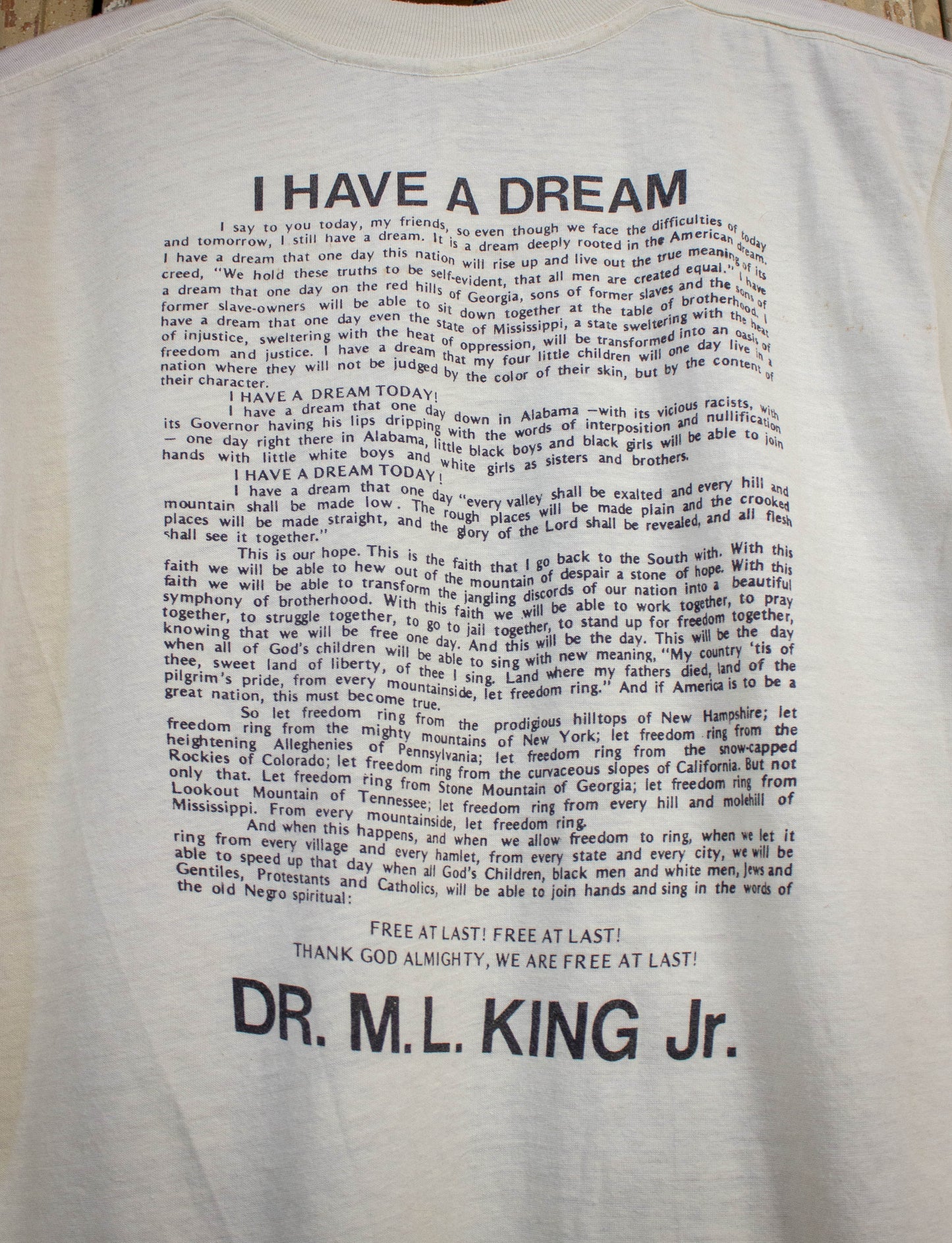 Vintage Martin Luther King Jr. I Have A Dream Graphic T Shirt 1986 Tan Medium