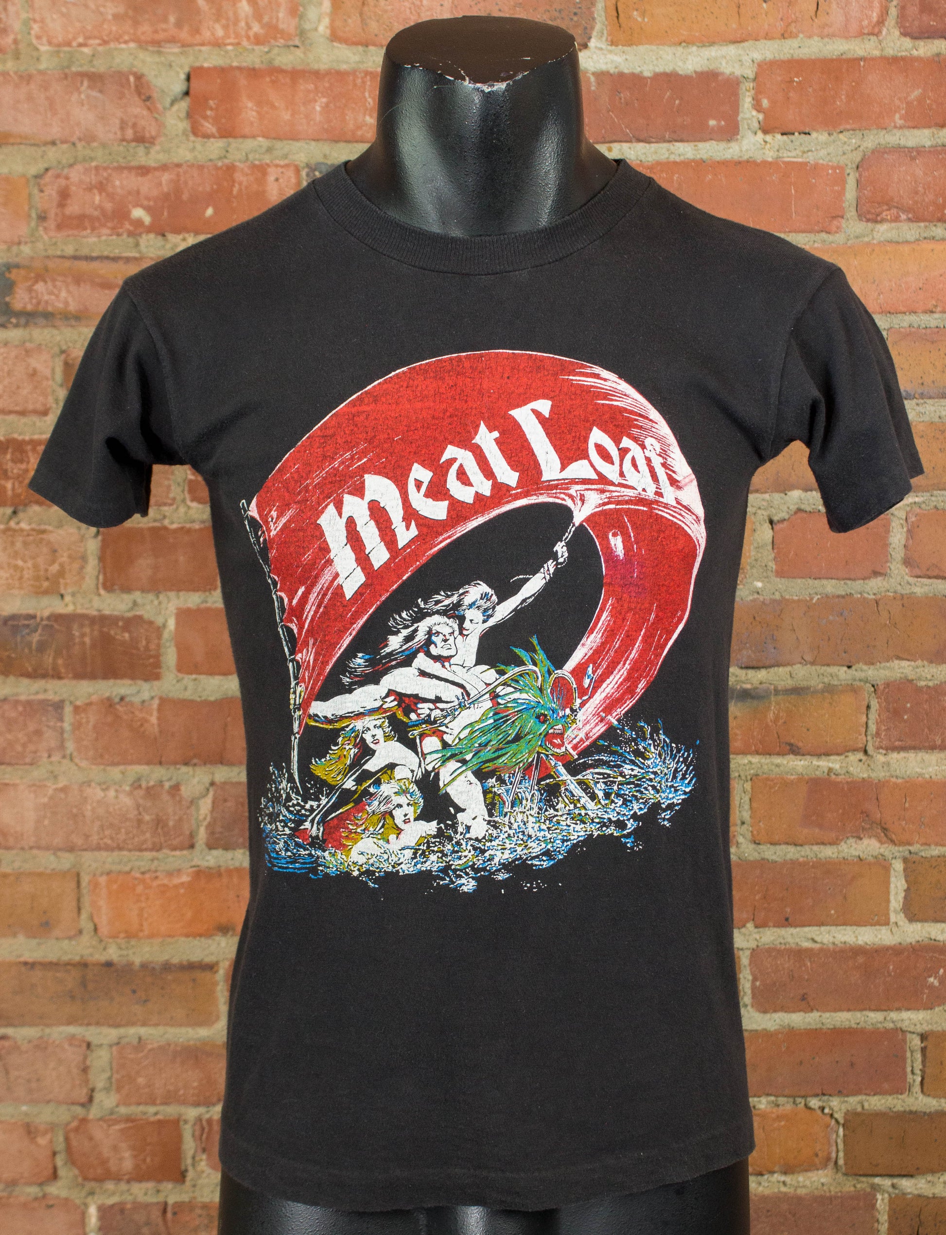 Vintage Meatloaf Concert T Shirt 70s Parking Lot Bootleg Black and Red Small