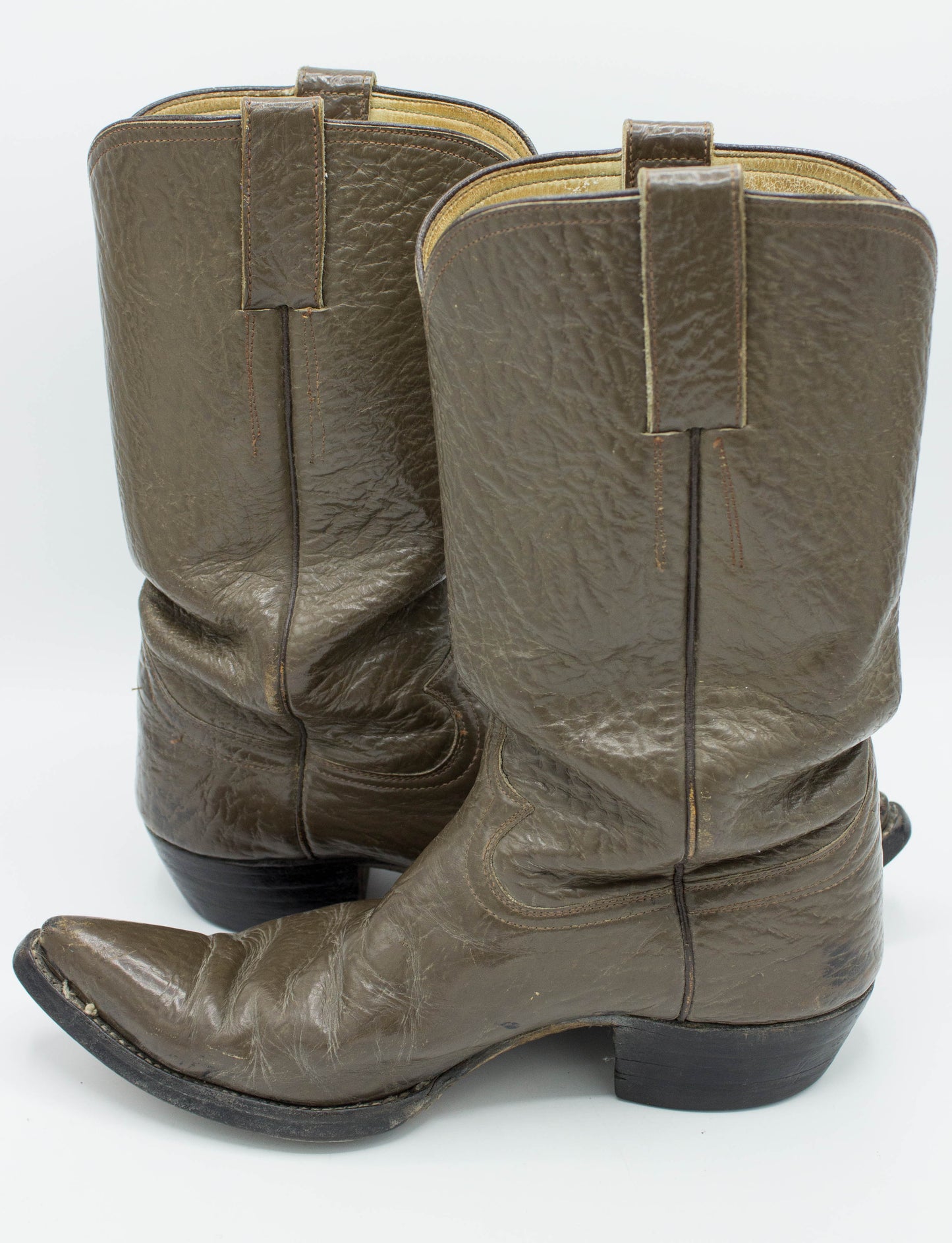 Vintage Men's 60s Acme Brown Pointed Toe Cowboy Boots Size 8D