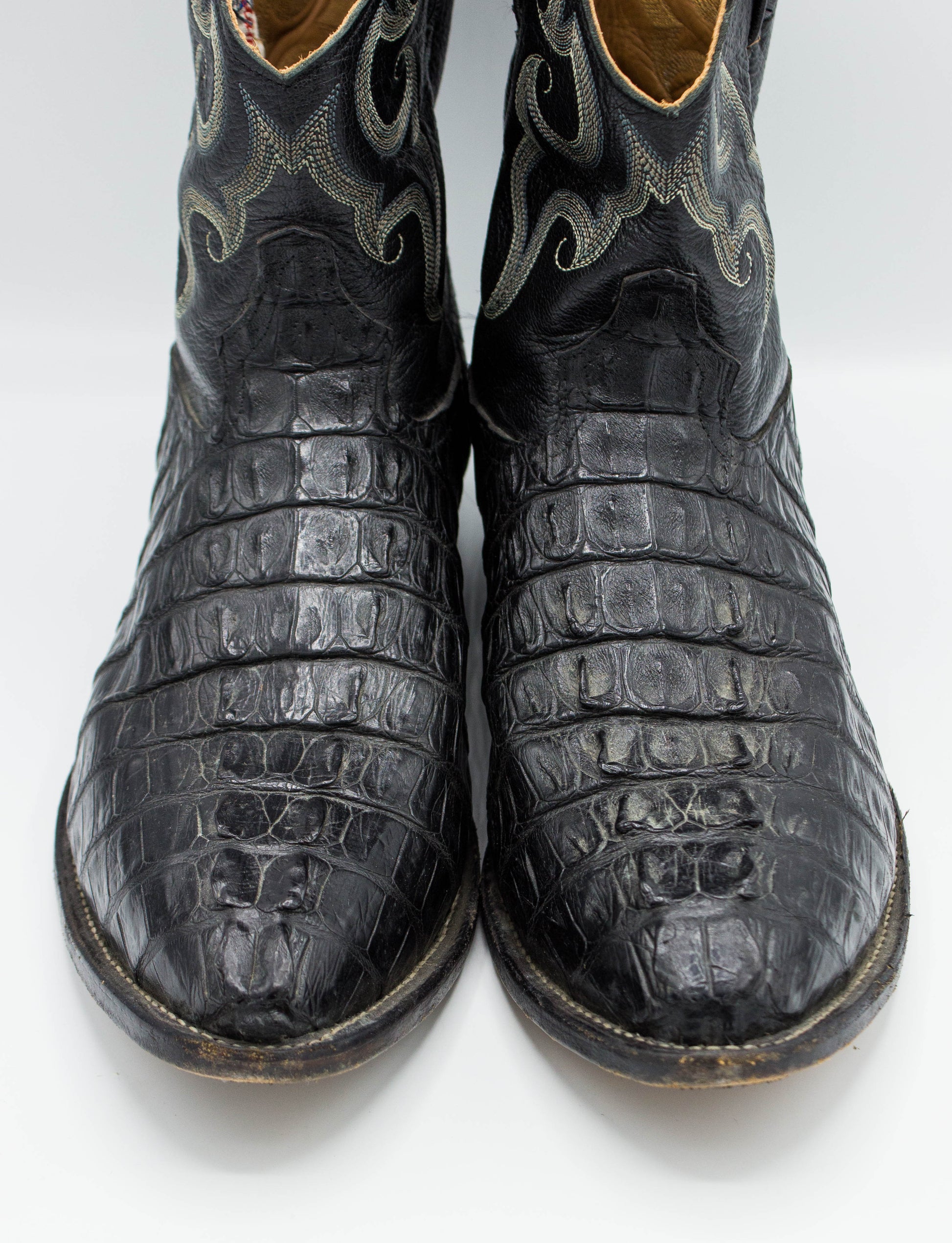 Vintage Men's Tony Lama Black Alligator Shorty Cowboy Boots Size 15