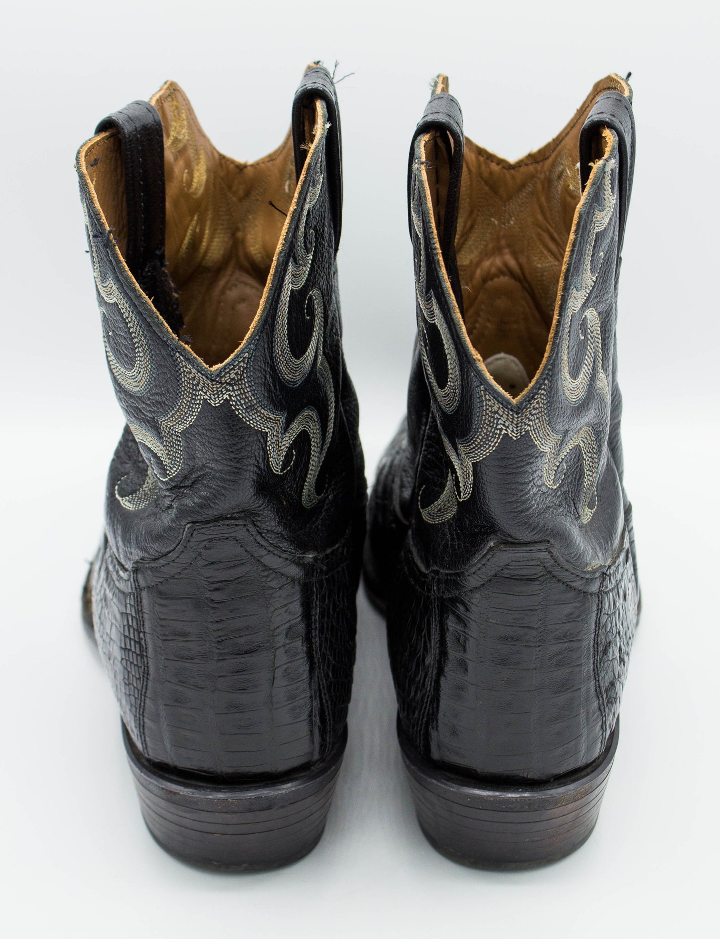 Vintage Men's Tony Lama Black Alligator Shorty Cowboy Boots Size 15