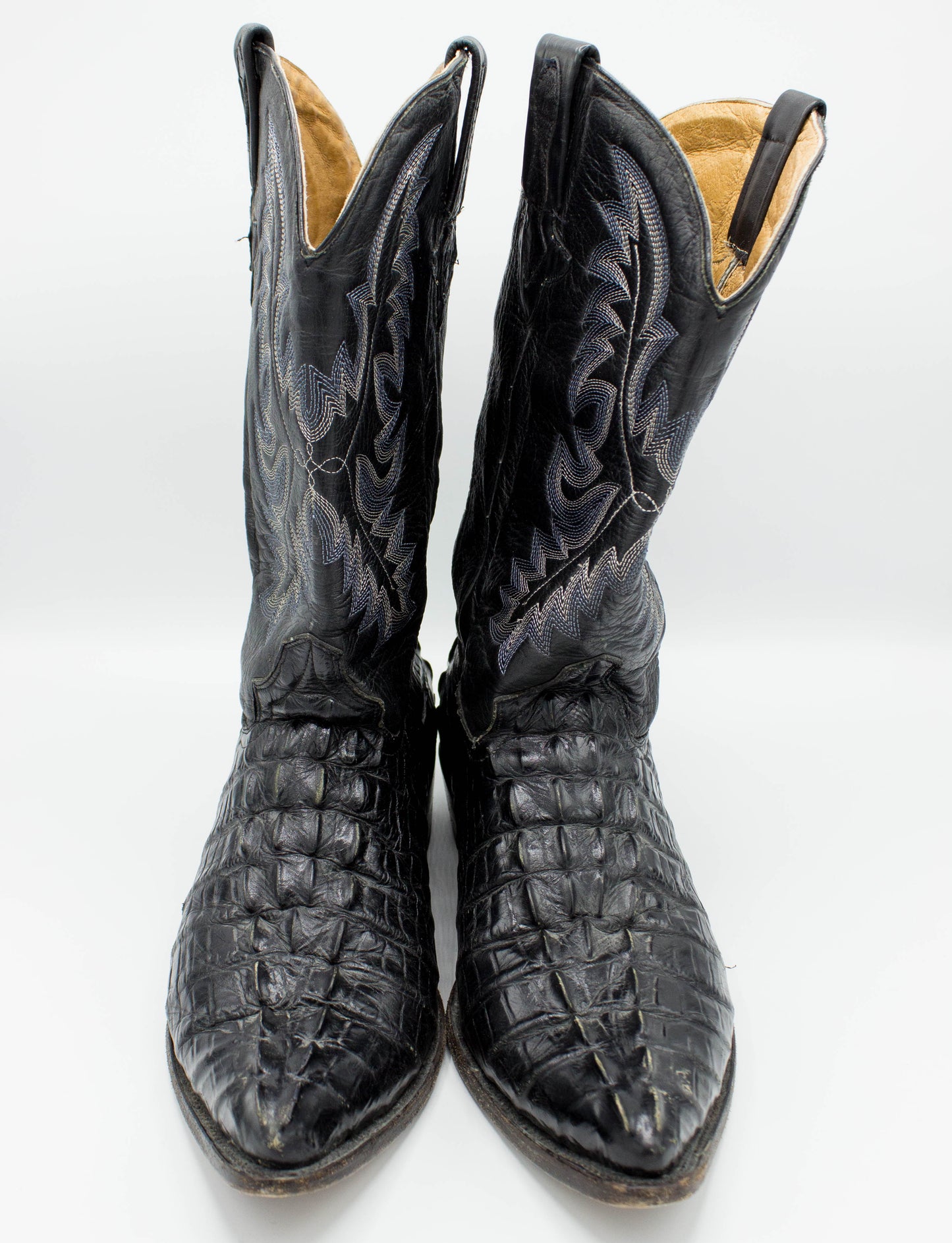 Vintage Men's El Presidente Gold Collection Black Alligator Cowboy Boots Size 15