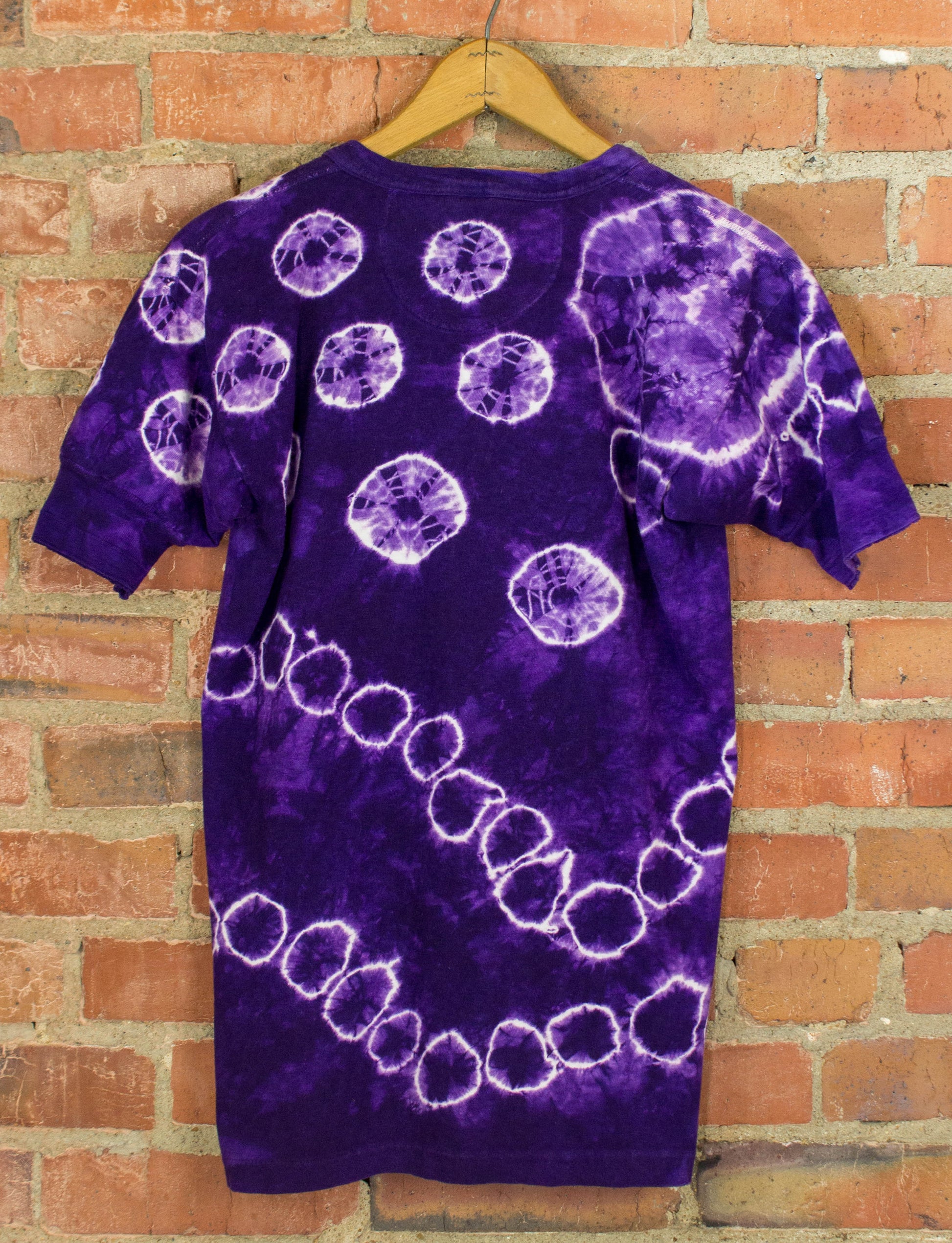 Vintage Mihitabel Tie Dye Henley 60s Purple and White With Circle Designs Small