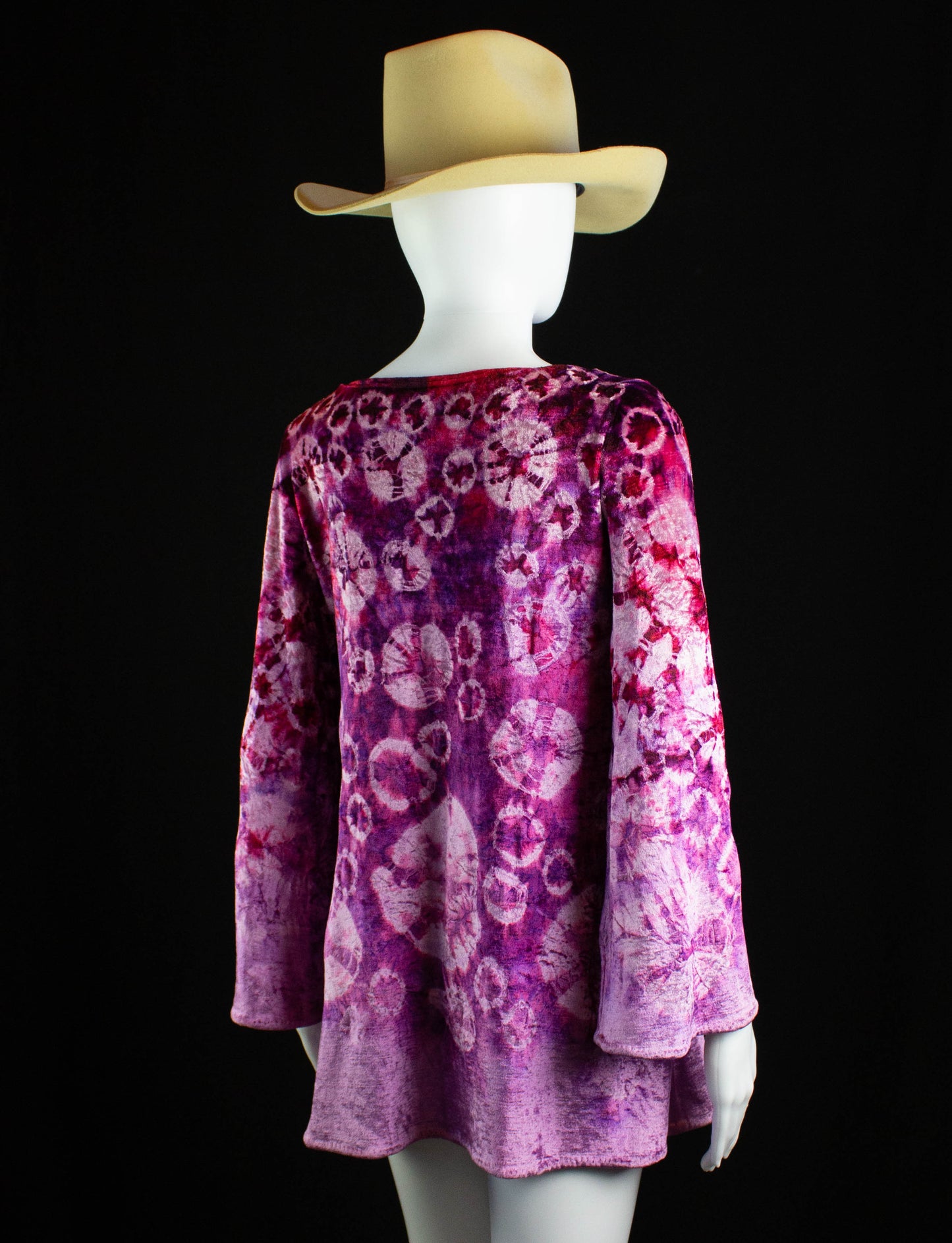 Vintage Mihitabel Tie Dye Velvet Mini Dress 60s Purple and Red Custom Made Small-Medium