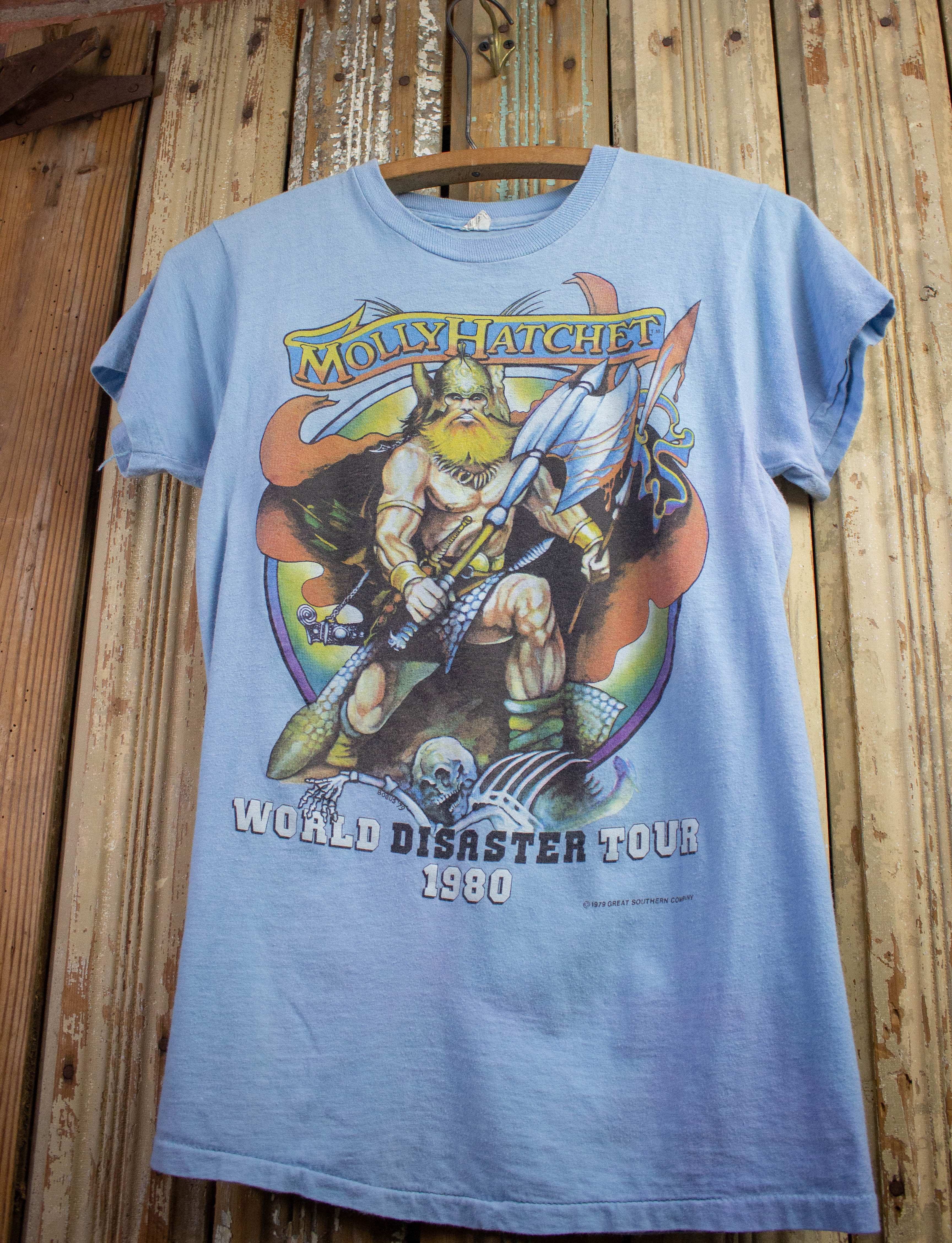 Vintage Molly Hatchet World Disaster Tour Concert T Shirt 1980