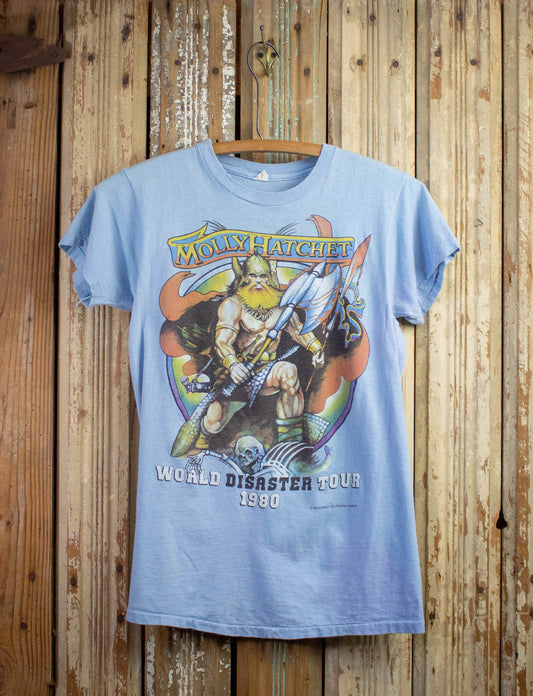 Vintage Molly Hatchet World Disaster Tour Concert T Shirt 1980 Blue Small