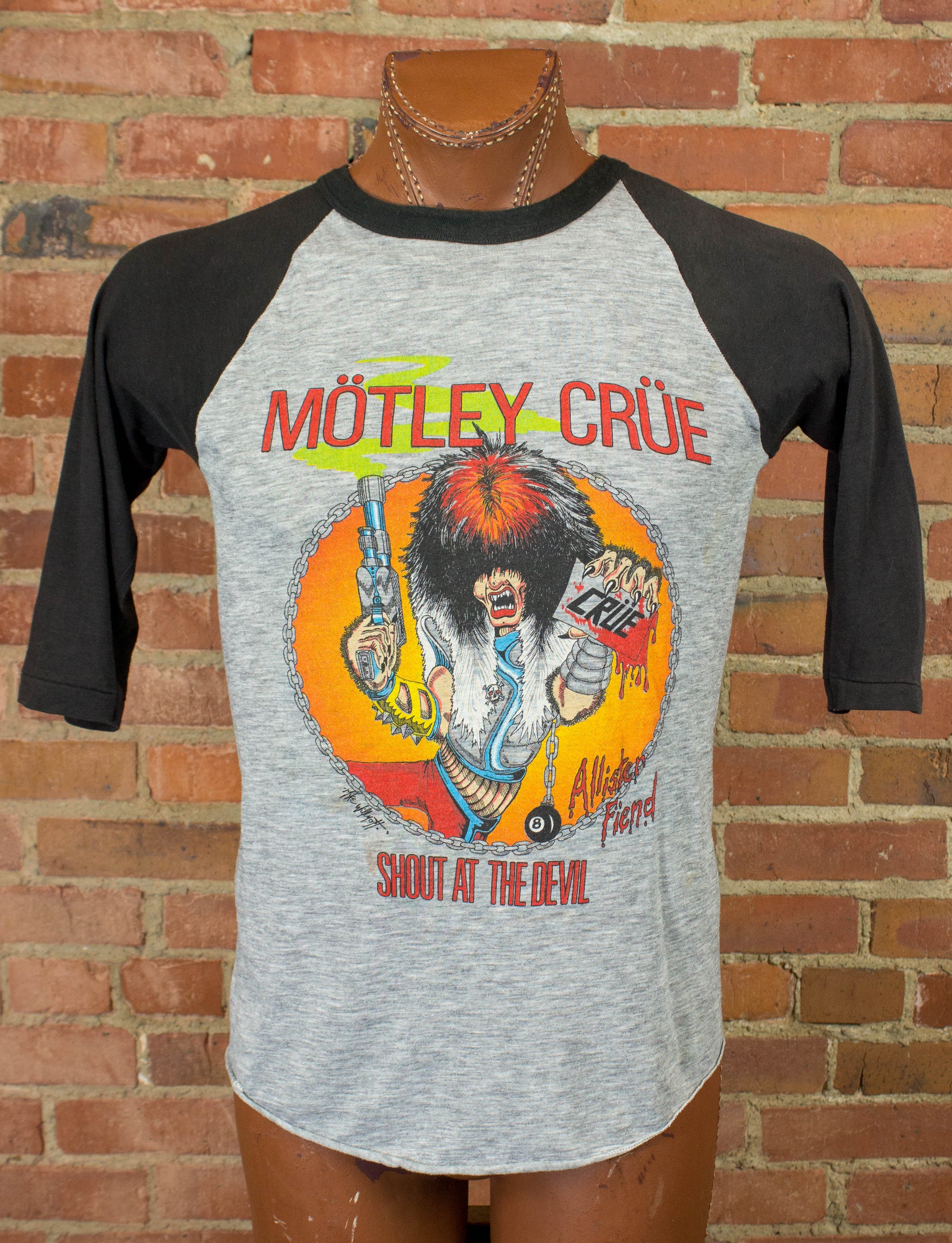 Vintage Motley Crue Concert T Shirt 1983 Shout At The Devil Tour Allister Fiend Raglan Jersey Medium