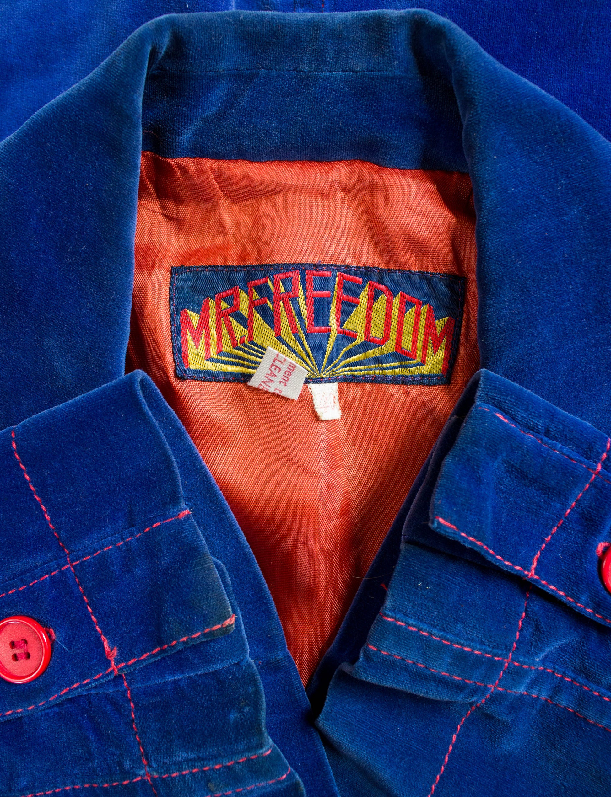 Vintage Mr. Freedom Velvet Blazer Jacket 1969 Blue Red Size 40