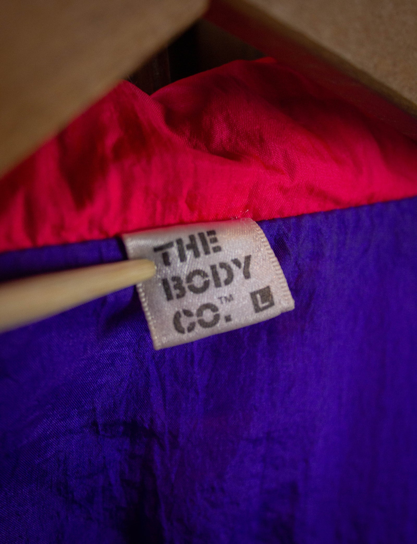 Vintage The Body Co. Nylon Windbreaker Jacket Pink, Purple, and Yellow Large