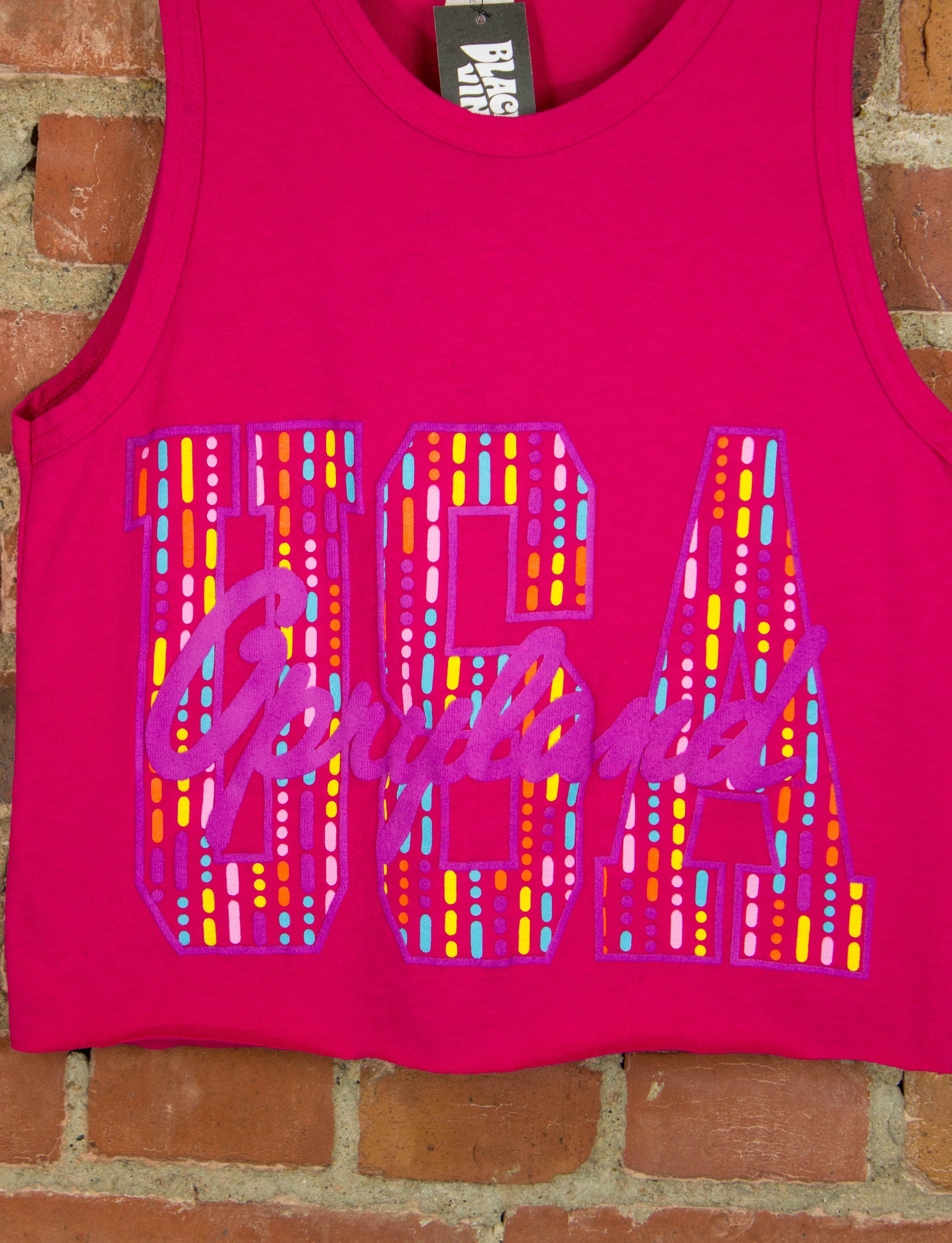 Vintage Opryland USA Cropped Graphic Tank Top 90s Puff Print Fuchsia Pink XS-Small
