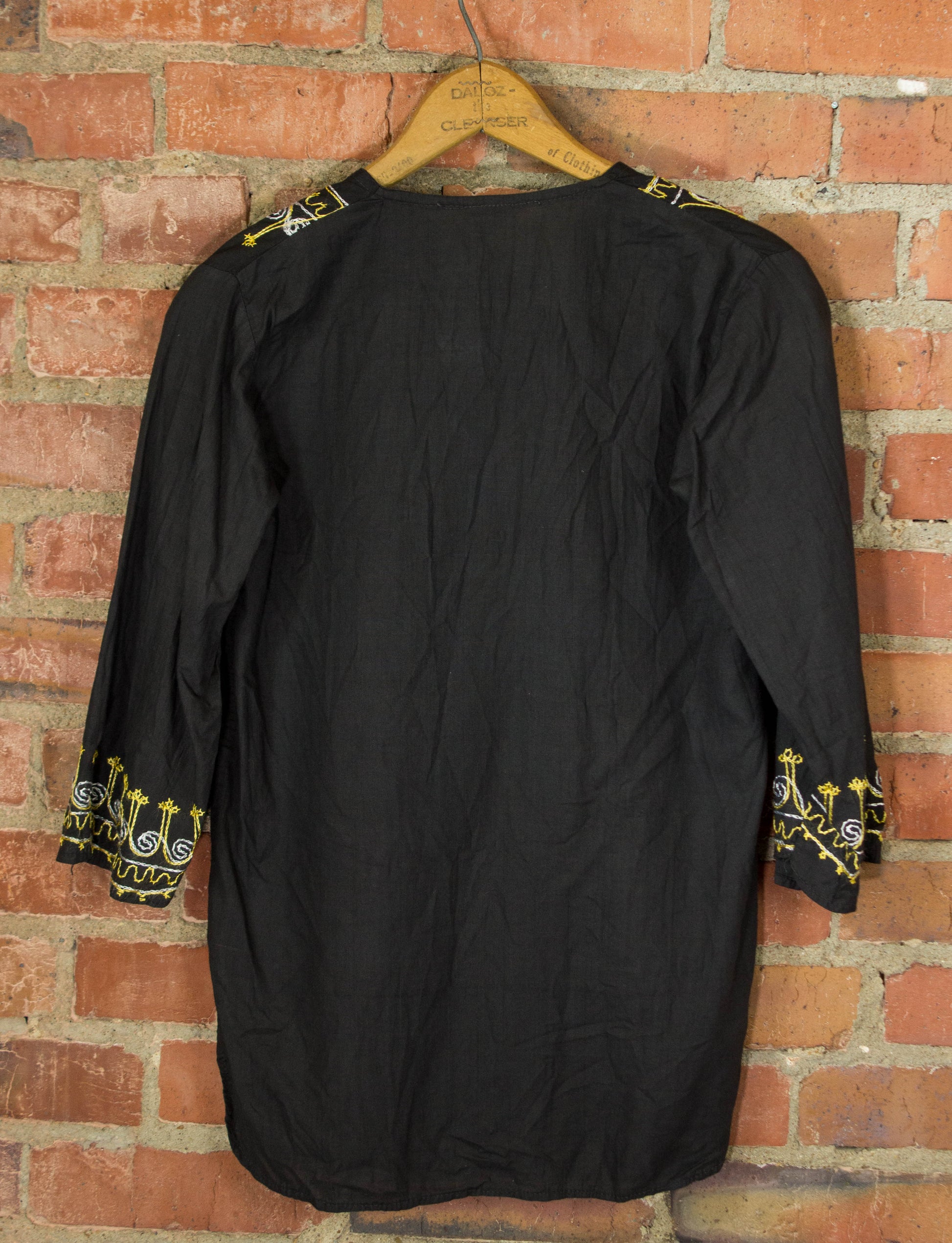 Vintage Pakistani Black and Gold Embroidered Blouse Size Small