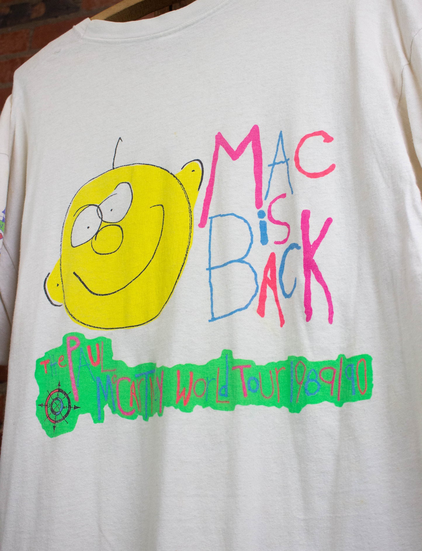 Vintage Paul McCartney 1989/90 Mac is Back World Tour Concert T Shirt White XL