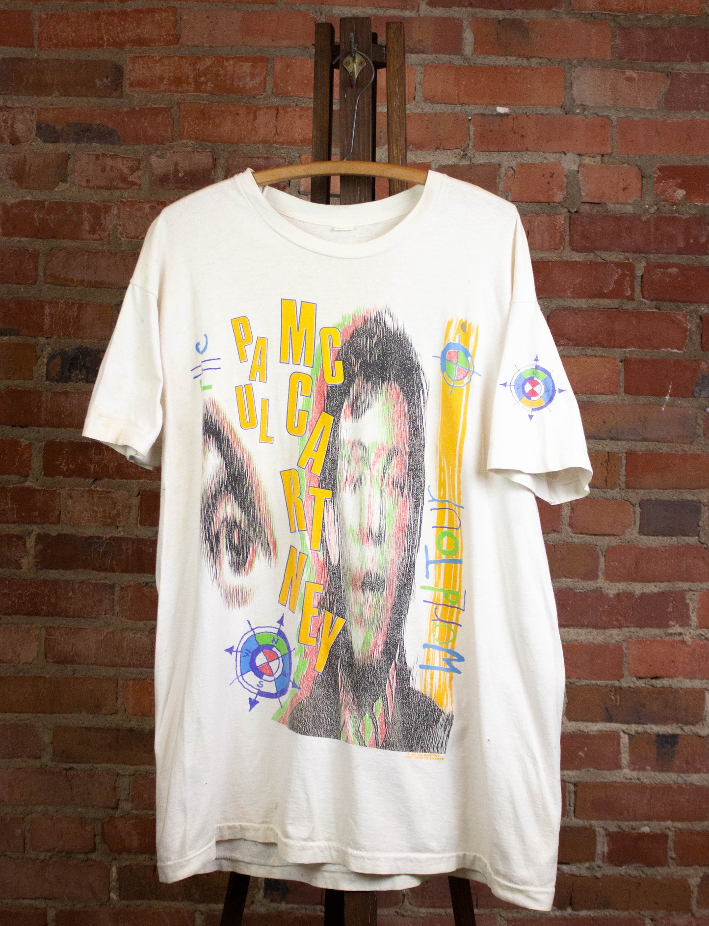 Vintage Paul McCartney 1989/90 Mac is Back World Tour Concert T Shirt White XL