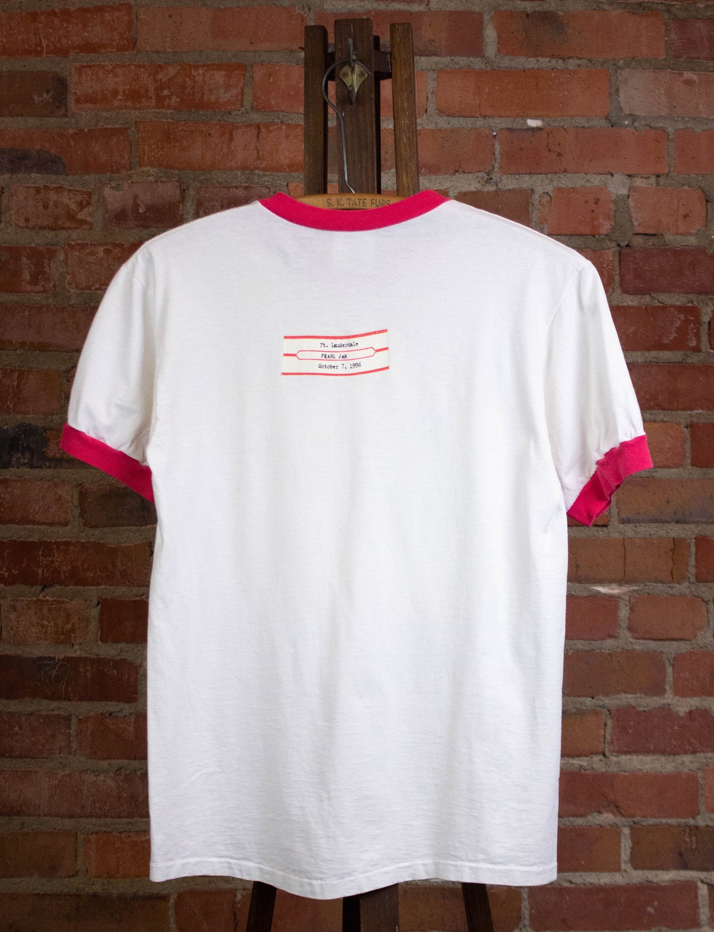 Vintage Pearl Jam 1996 Ft. Lauderdale Concert Ringer T Shirt White Medium