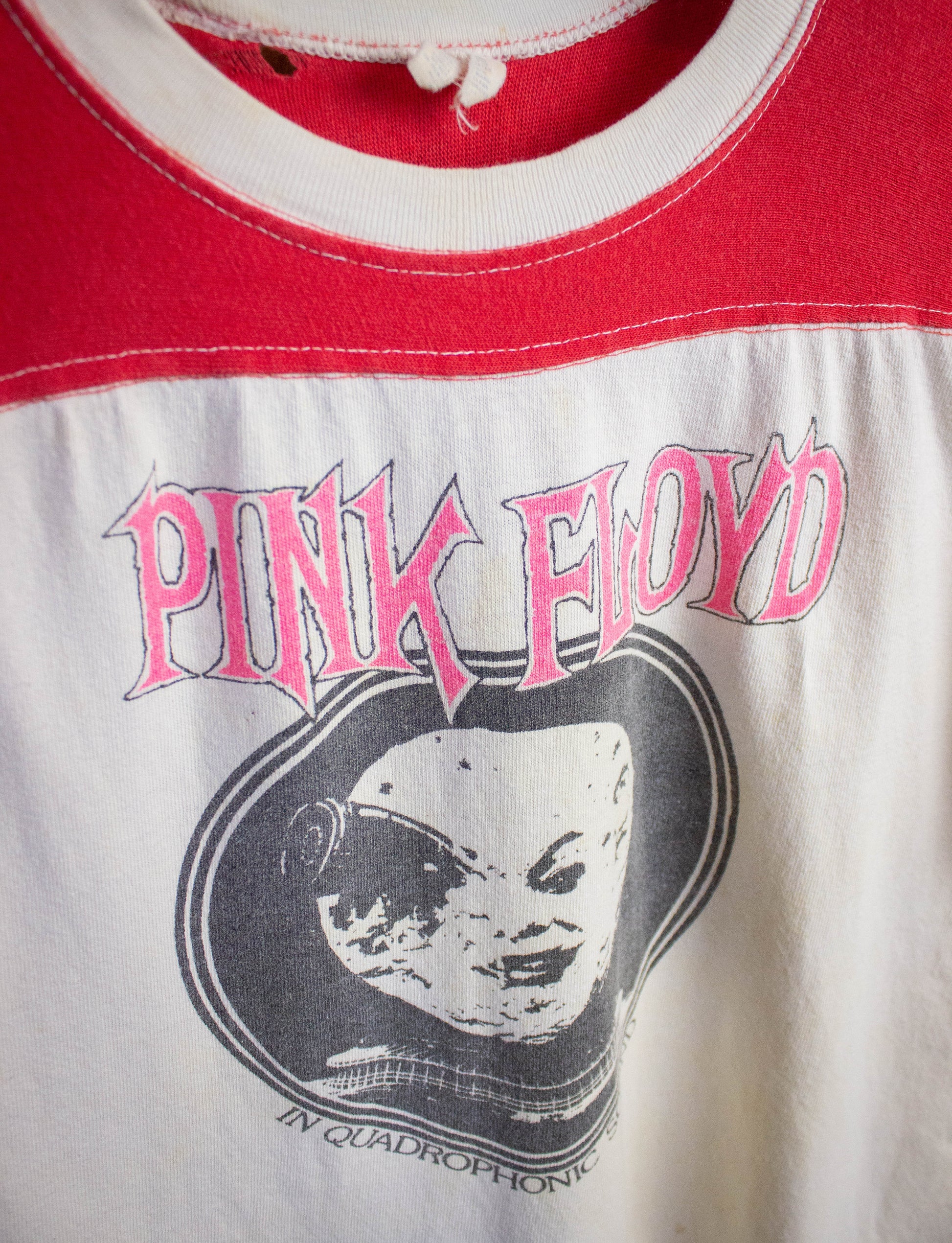 Vintage Pink Floyd in Quadrophonic Sound Concert T Shirt 60s White and Red Medium
