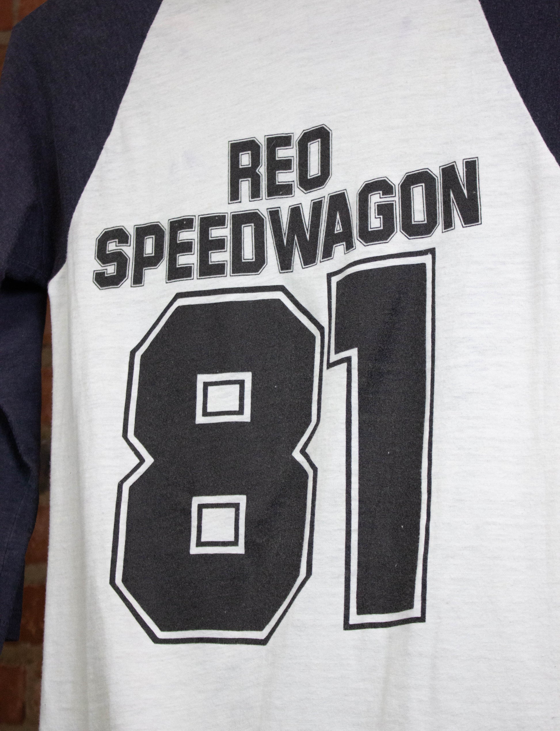 Vintage REO Speedwagon 1981 Raglan Concert T Shirt White and Navy XS