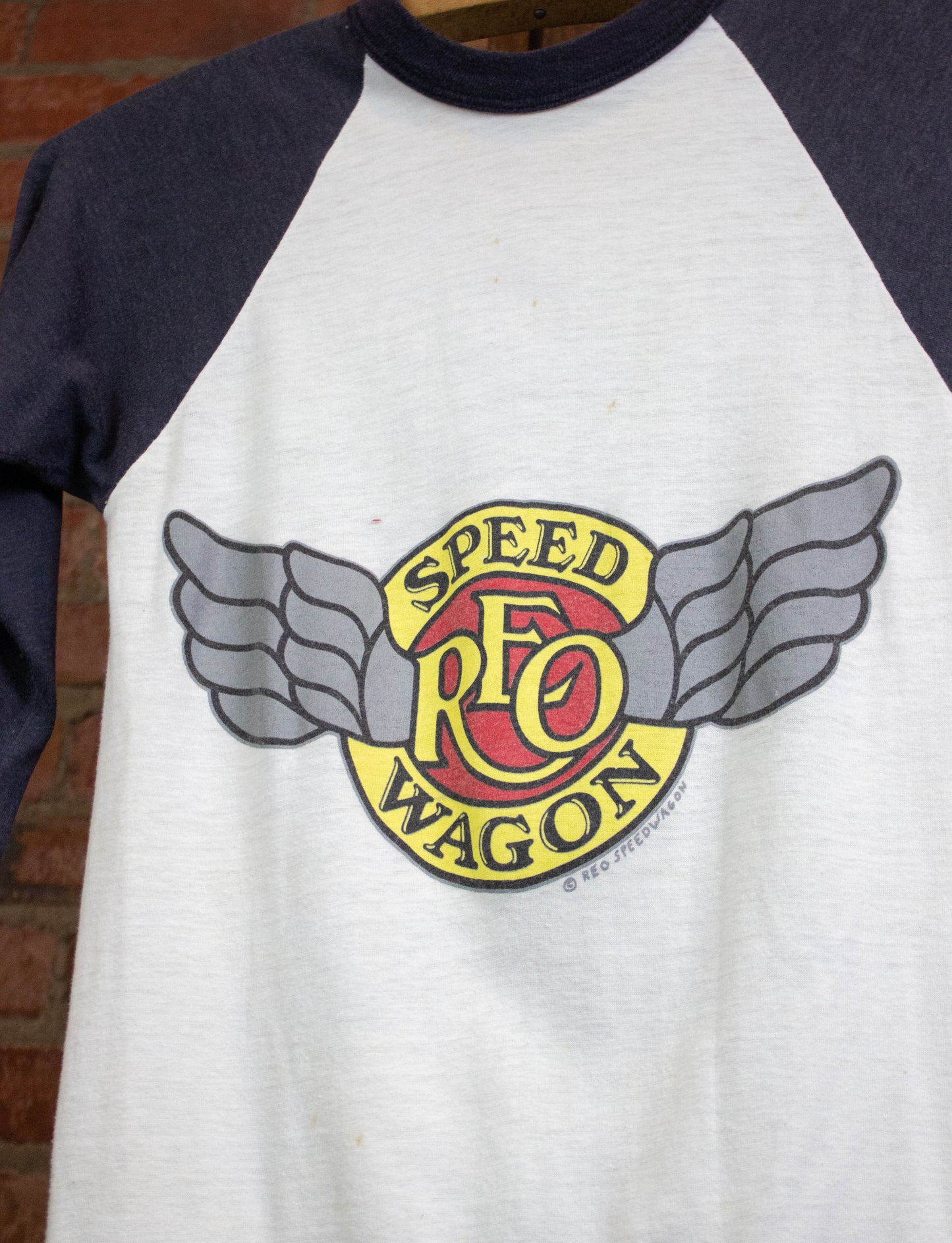 Vintage REO Speedwagon 1981 Raglan Concert T Shirt White and Navy XS