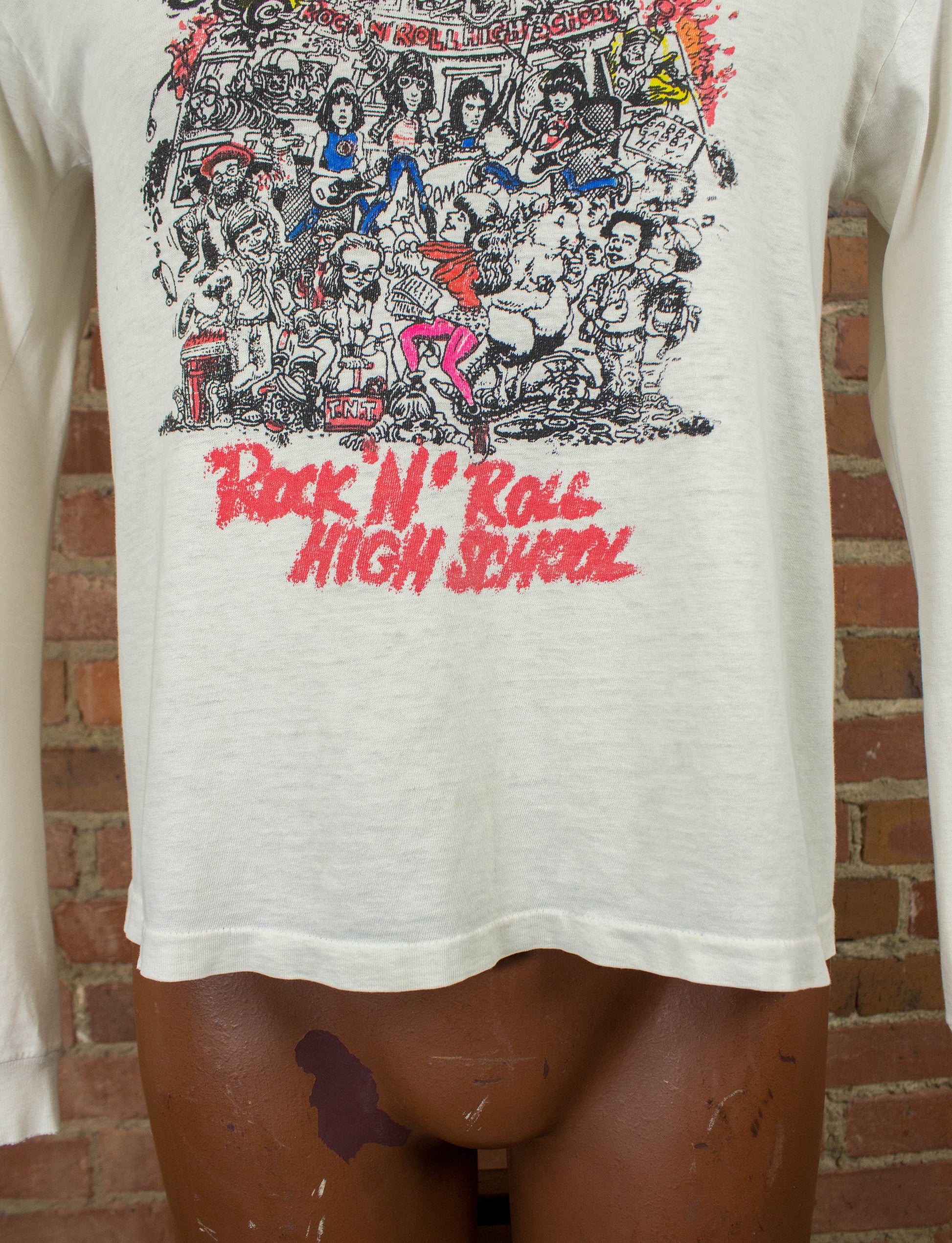 Vintage Ramones Concert T Shirt 1979 Rock N Roll High School Movie Promo White Long Sleeve Medium